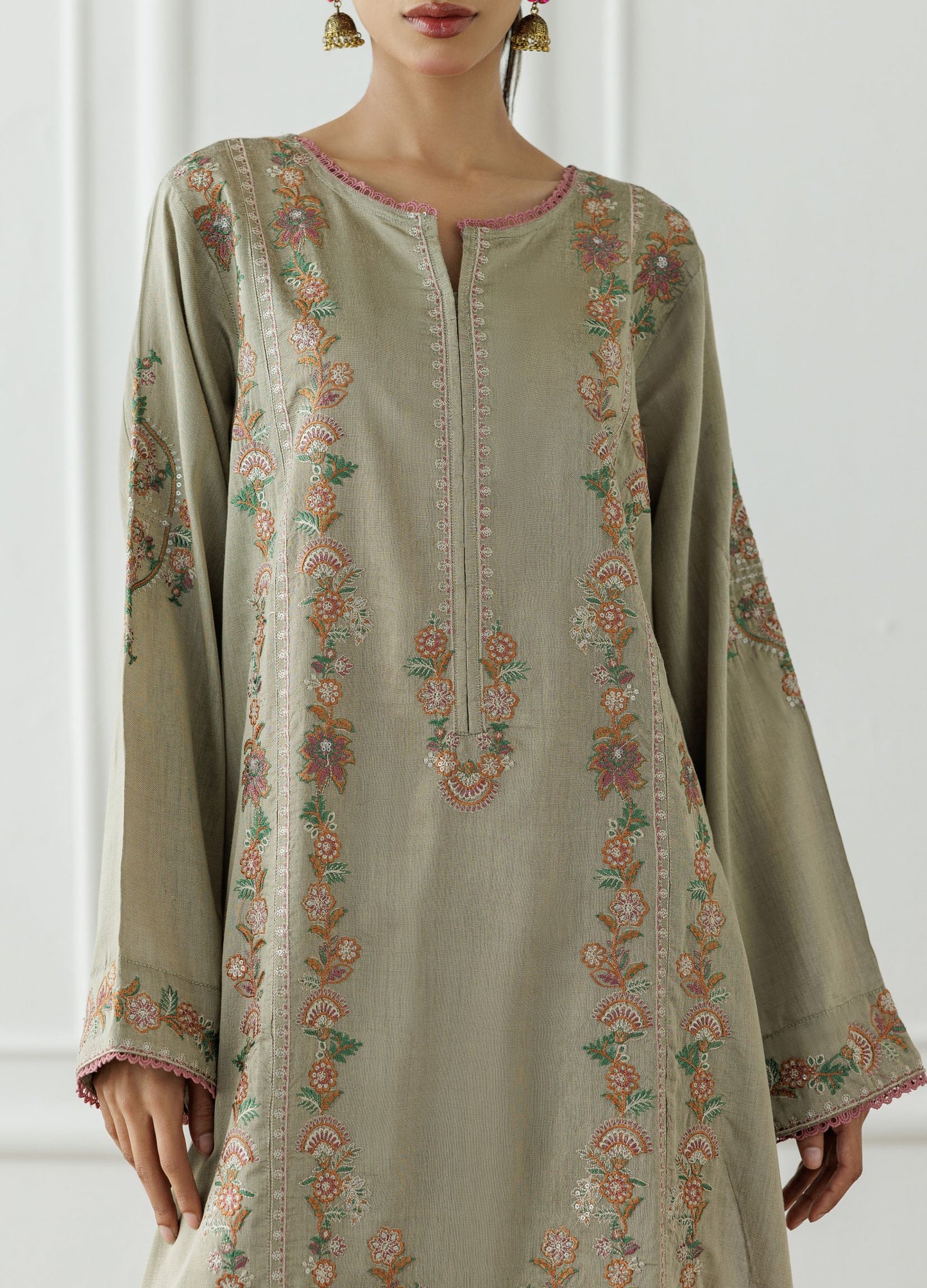 Stitched Embroidered Cotton Silk Shirt & Pant - 2 Piece (Co-ord Set) - WRHC25S-2003