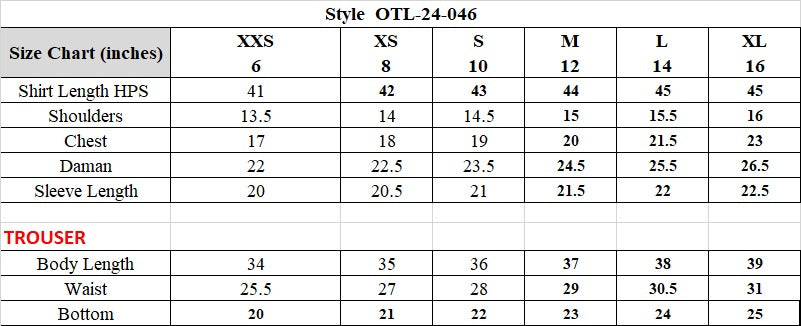 OTL-24-046/S BLACK LAWN Women READY TO WEAR SHIRT DUPATTA PANTS