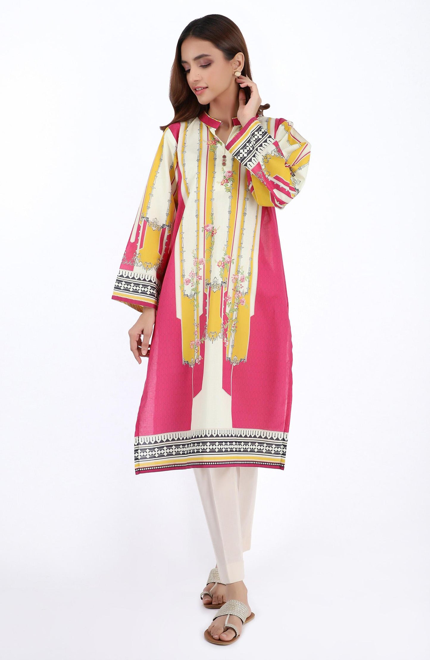 Stitched 1 Piece Printed Cambric Shirt