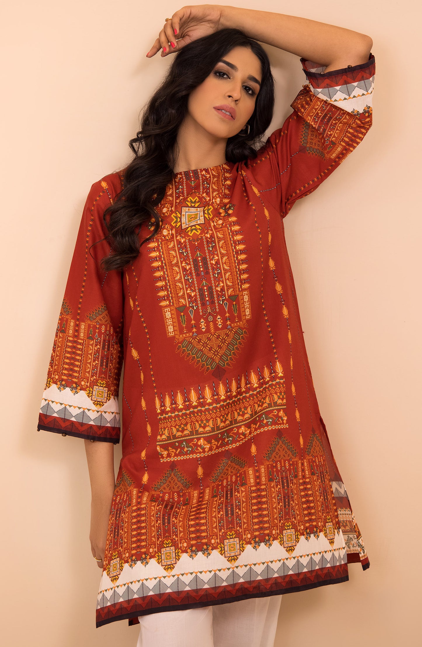 HCS-22-045/S RED LAWN SCSHIRT READY TO WEAR SHIRT