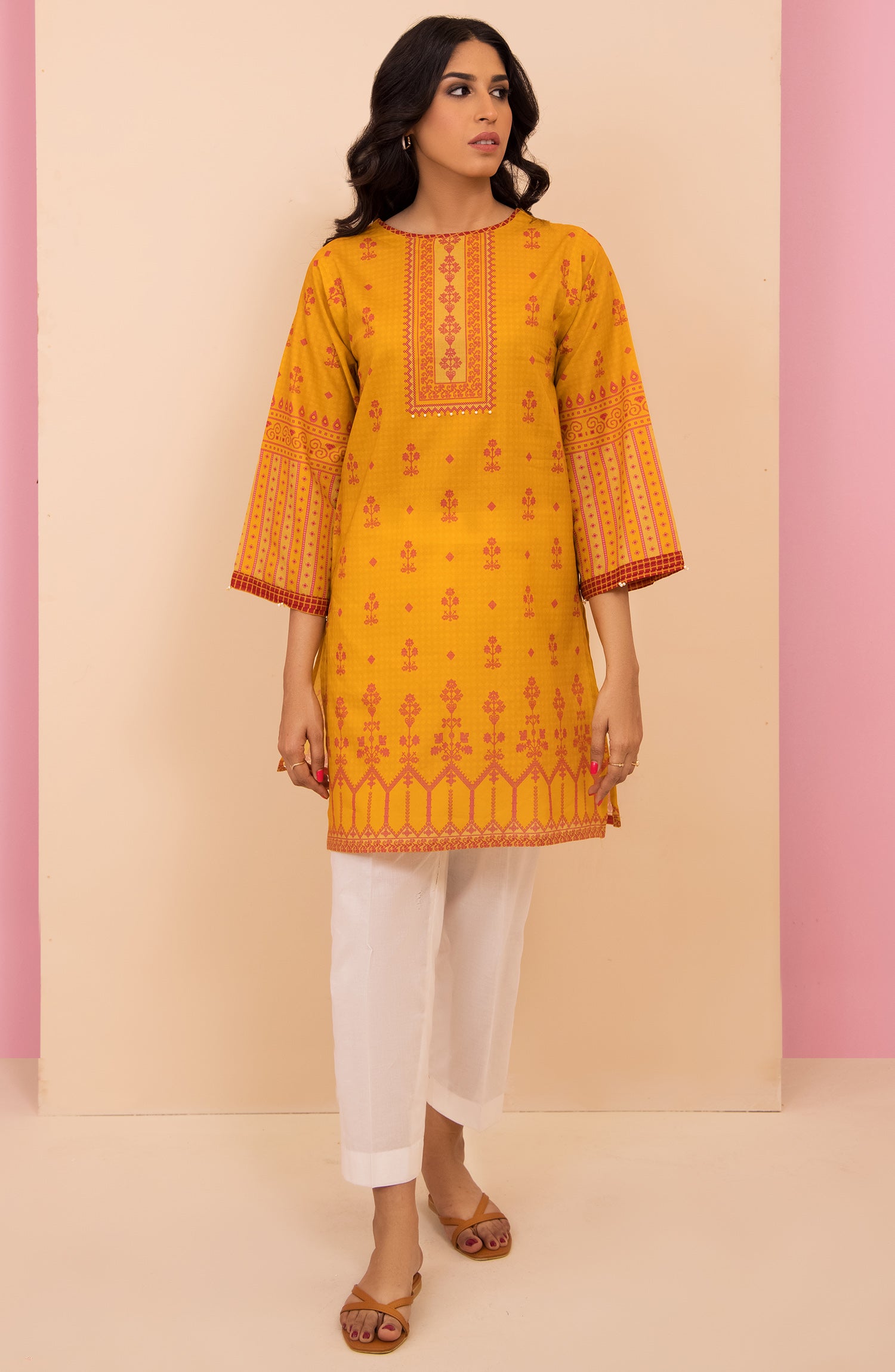 HCS-22-033/S YELLOW LAWN SCSHIRT READY TO WEAR SHIRT