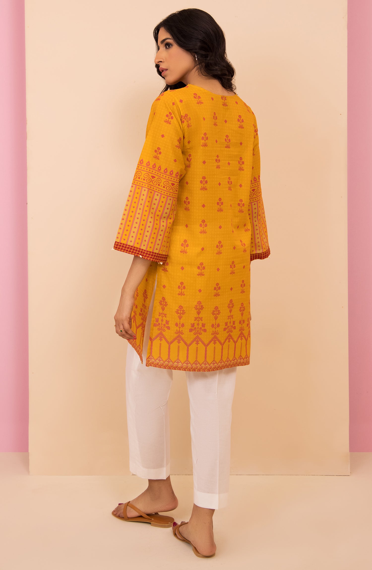 HCS-22-033/S YELLOW LAWN SCSHIRT READY TO WEAR SHIRT
