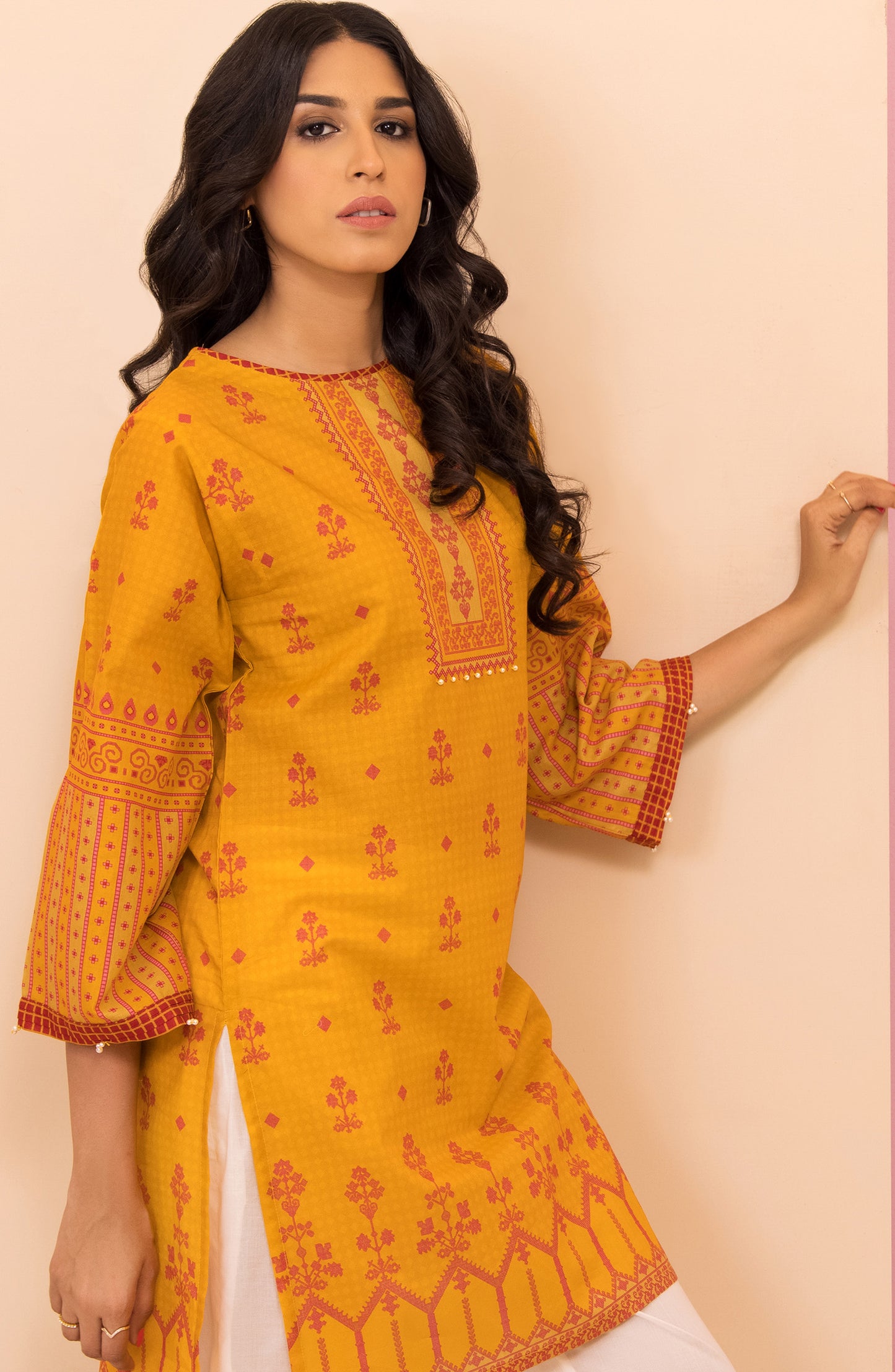 HCS-22-033/S YELLOW LAWN SCSHIRT READY TO WEAR SHIRT