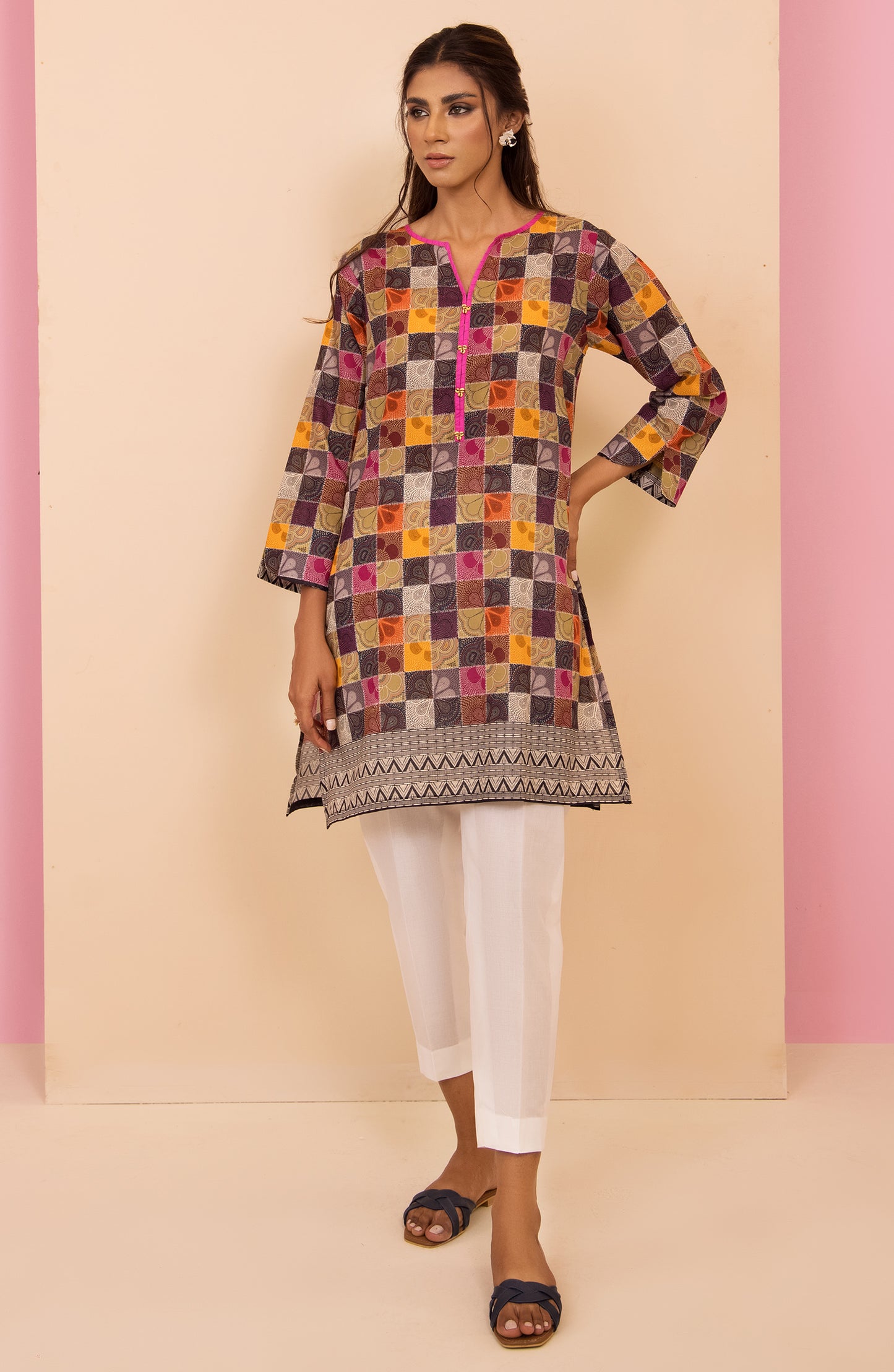 HCS-22-042/S BEIGE LAWN SCSHIRT READY TO WEAR SHIRT