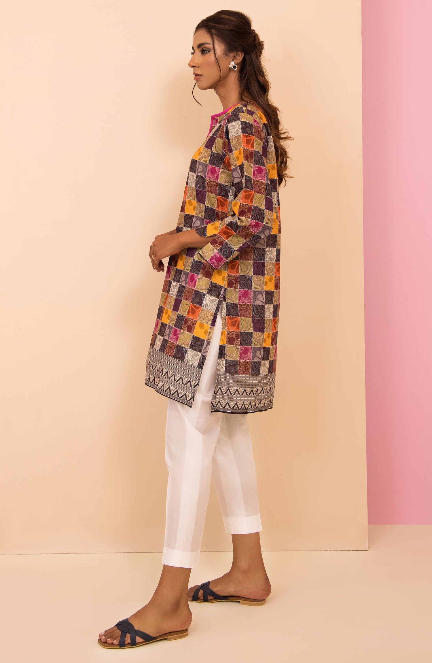 HCS-22-042/S BEIGE LAWN SCSHIRT READY TO WEAR SHIRT