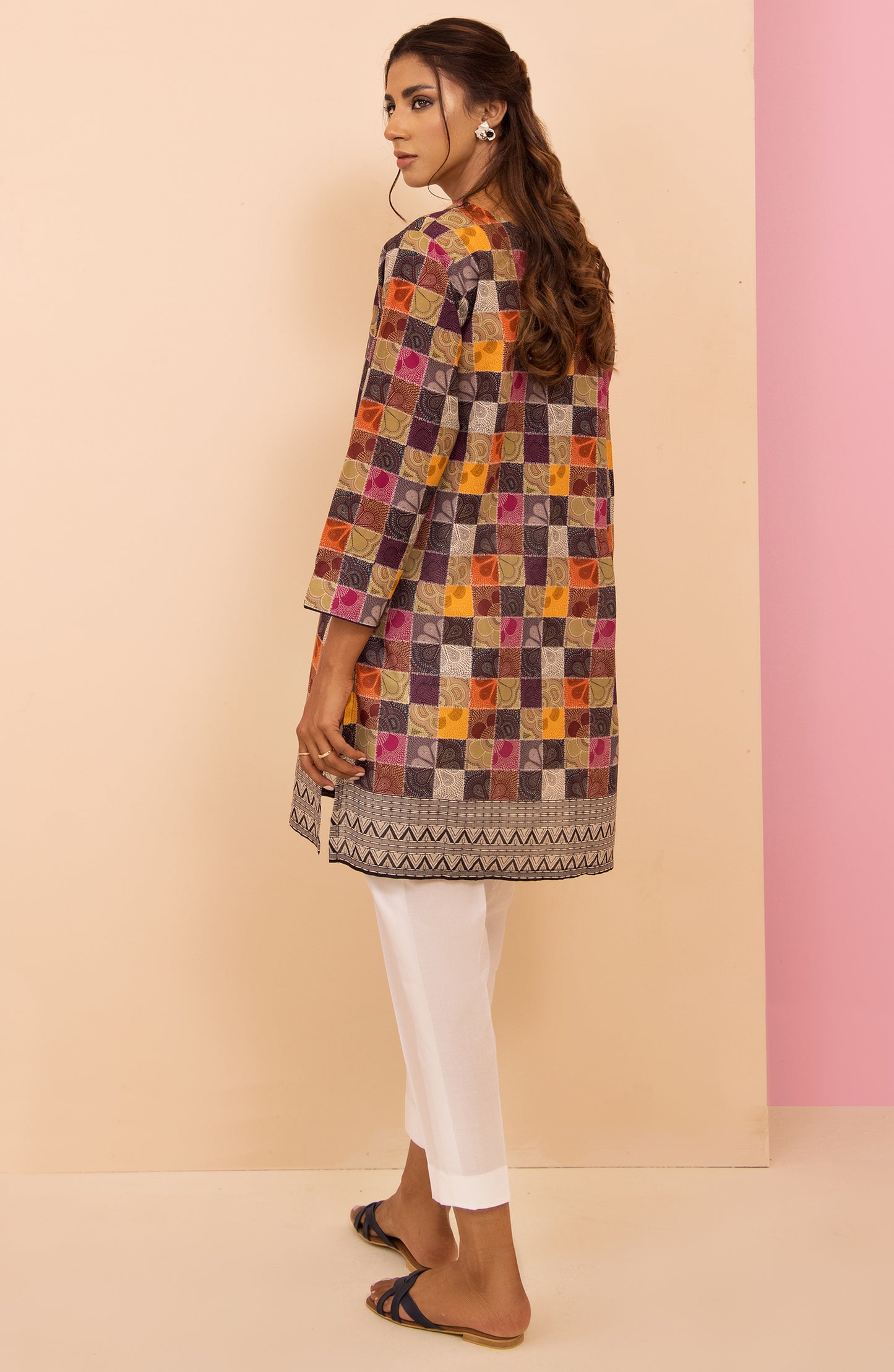 HCS-22-042/S BEIGE LAWN SCSHIRT READY TO WEAR SHIRT