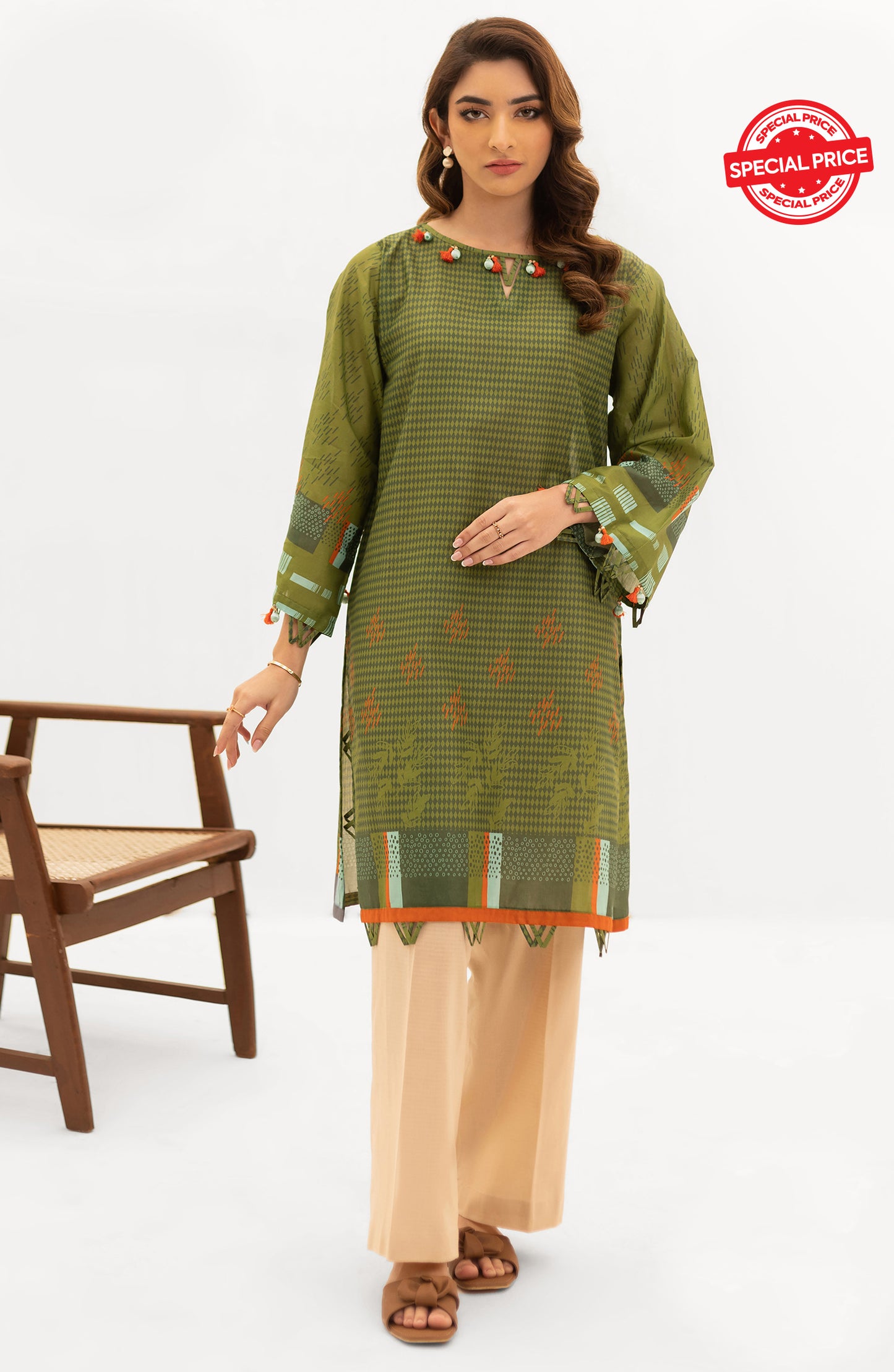 OTL-22-004/U RED LAWN  UNSTITCHED SHIRT DUPATTA PANTS