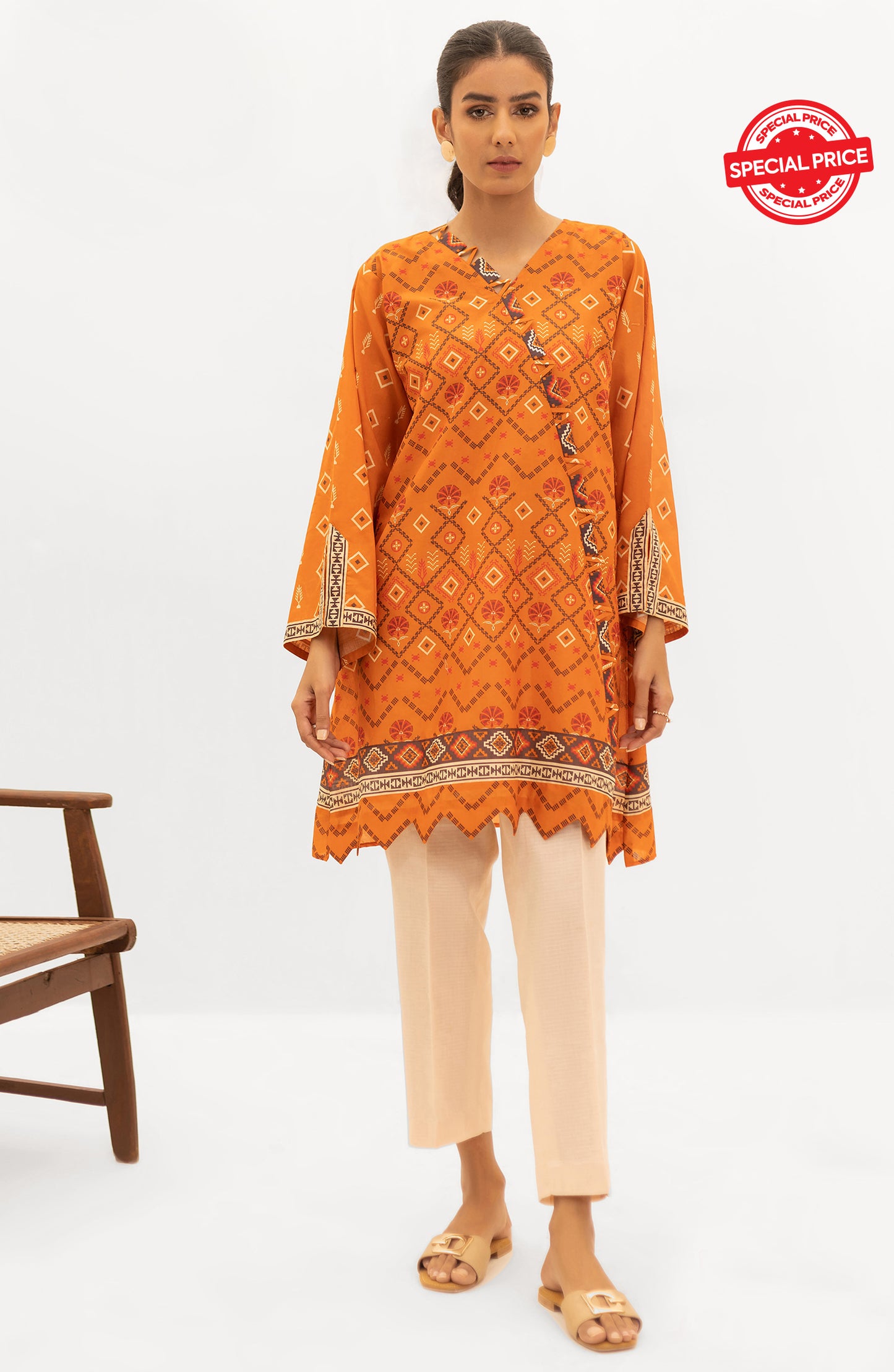 OTL-22-004/U RED LAWN  UNSTITCHED SHIRT DUPATTA PANTS
