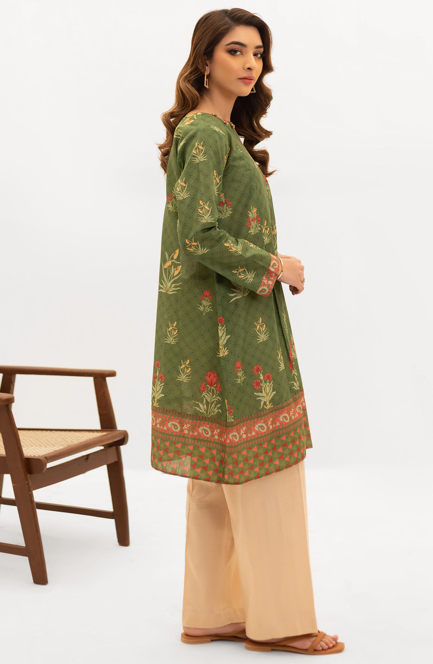 OTL-22-004/U RED LAWN  UNSTITCHED SHIRT DUPATTA PANTS