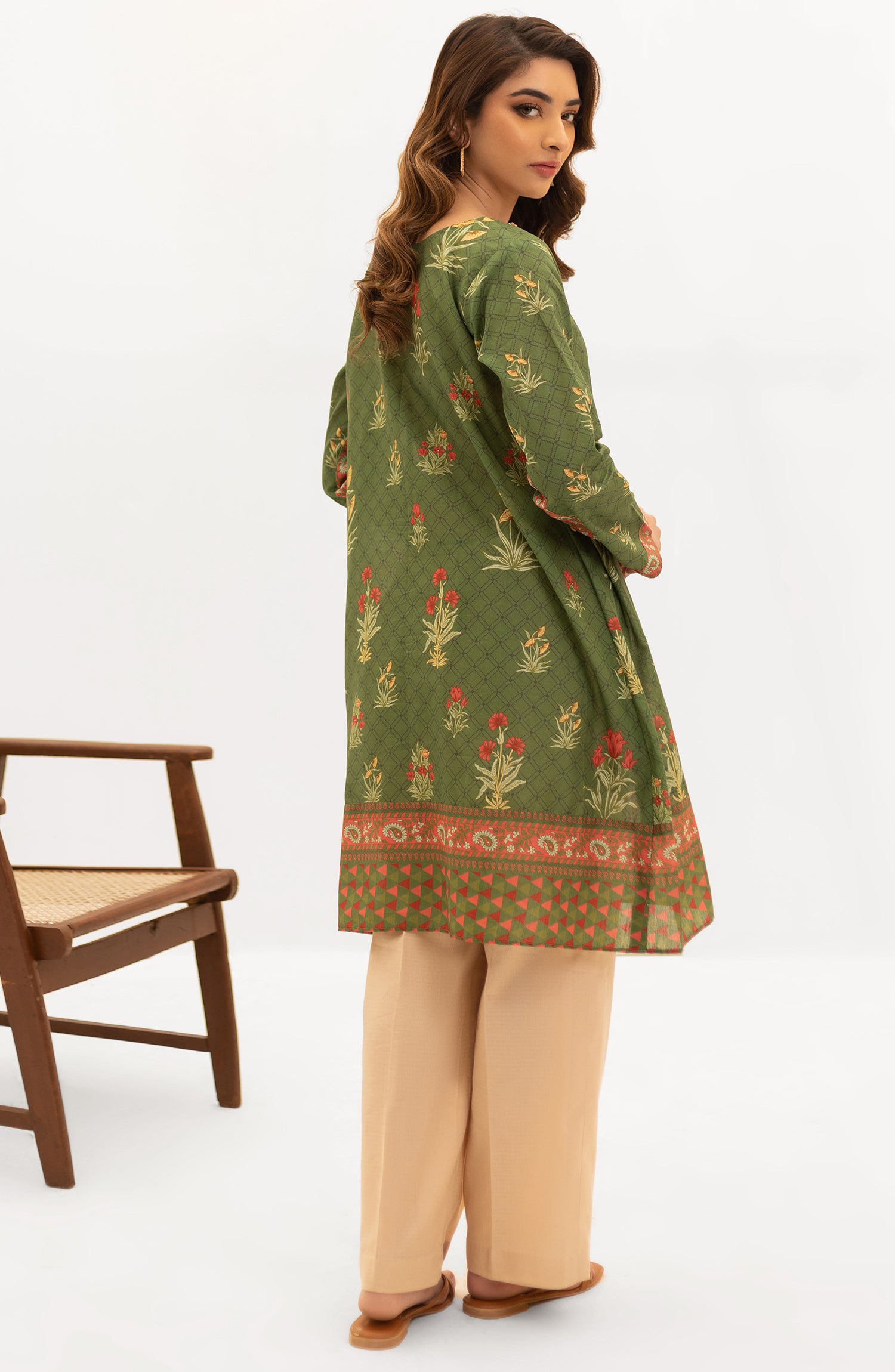 OTL-22-004/U RED LAWN  UNSTITCHED SHIRT DUPATTA PANTS