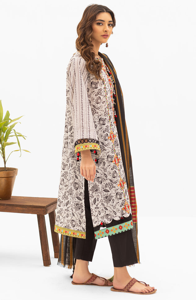 NRDS-22-022/U WHITE LAWN  UNSTITCHED SHIRT DUPATTA