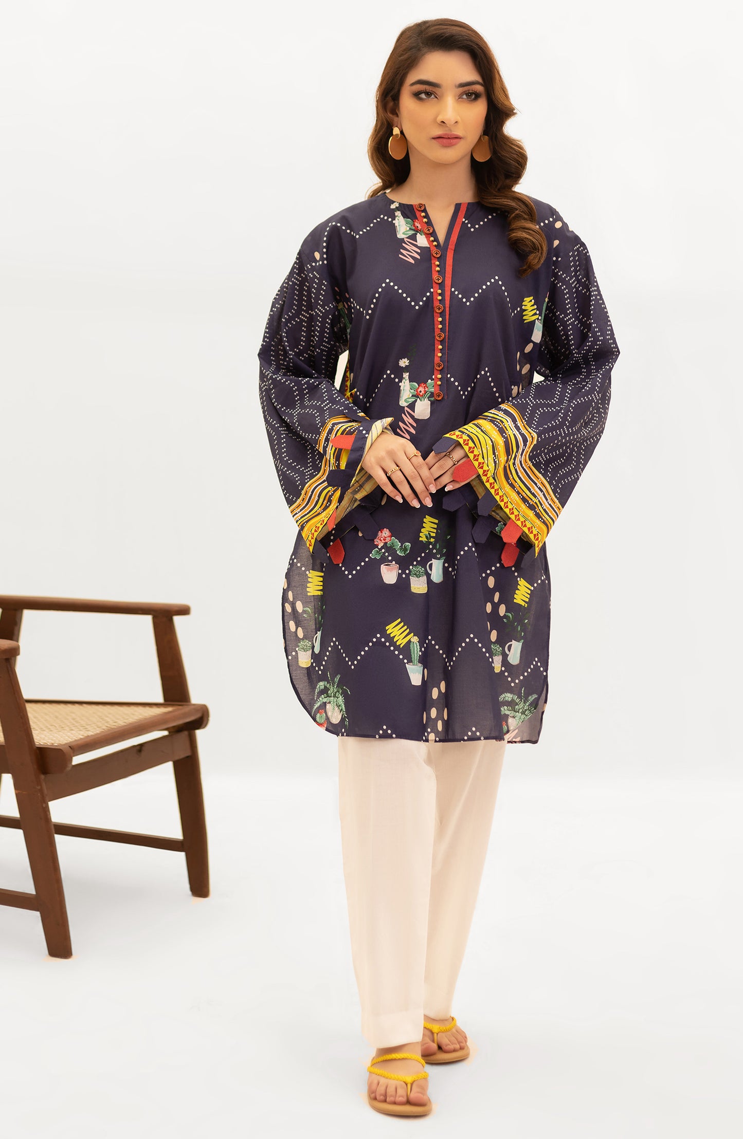 OTL-22-004/U RED LAWN  UNSTITCHED SHIRT DUPATTA PANTS