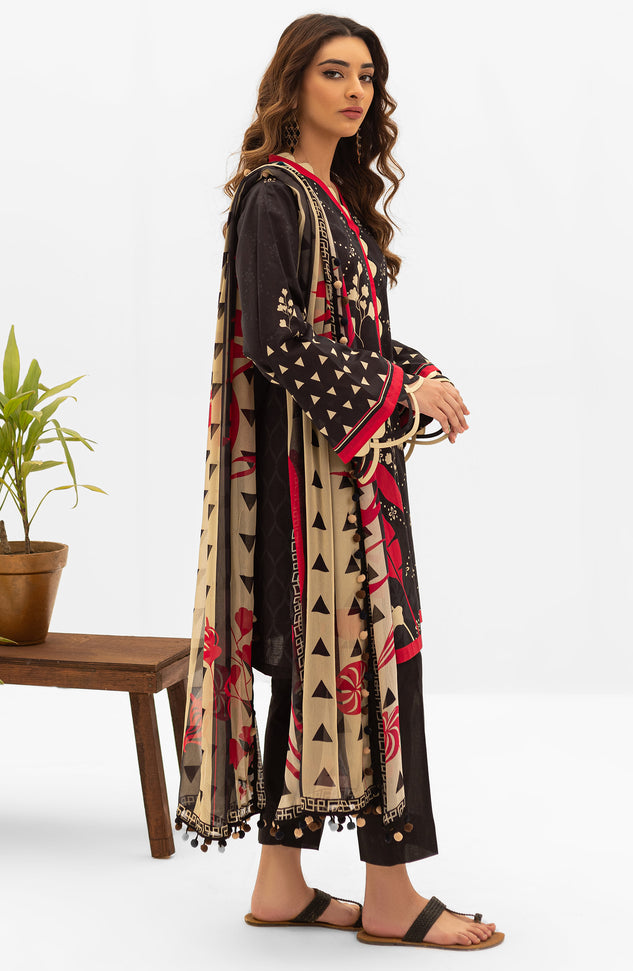 NRDS-21-099/U BLACK LAWN  UNSTITCHED SHIRT DUPATTA