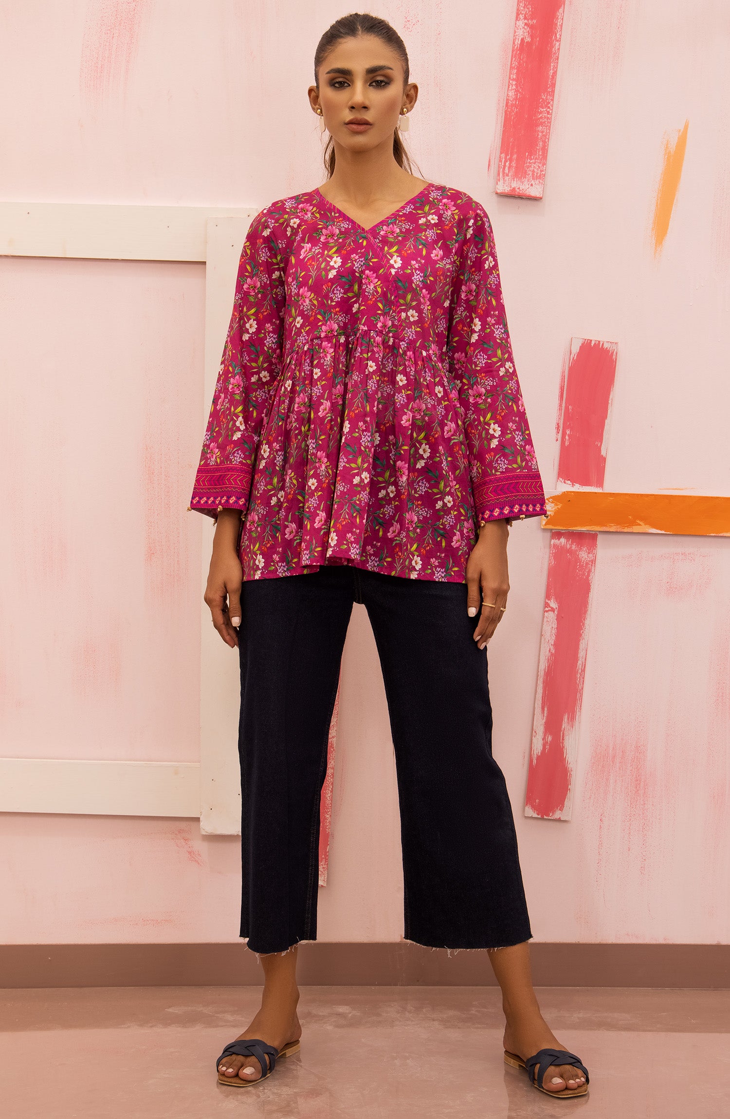 HCS-S-22-052/S MAGENTA LAWN SCSHIRT READY TO WEAR SHIRT