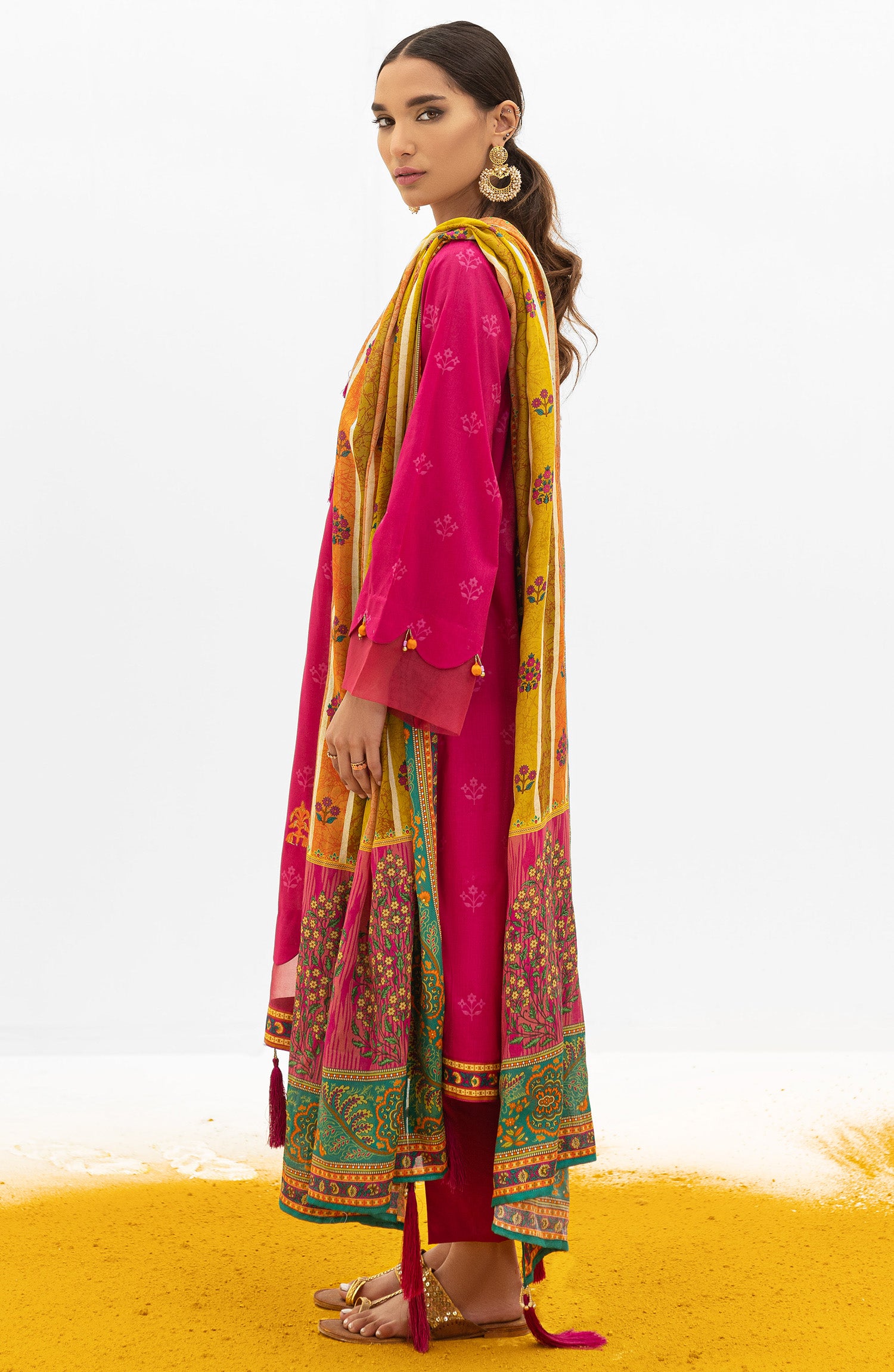OTL-21-176/U PINK LAWN  UNSTITCHED SHIRT DUPATTA PANTS