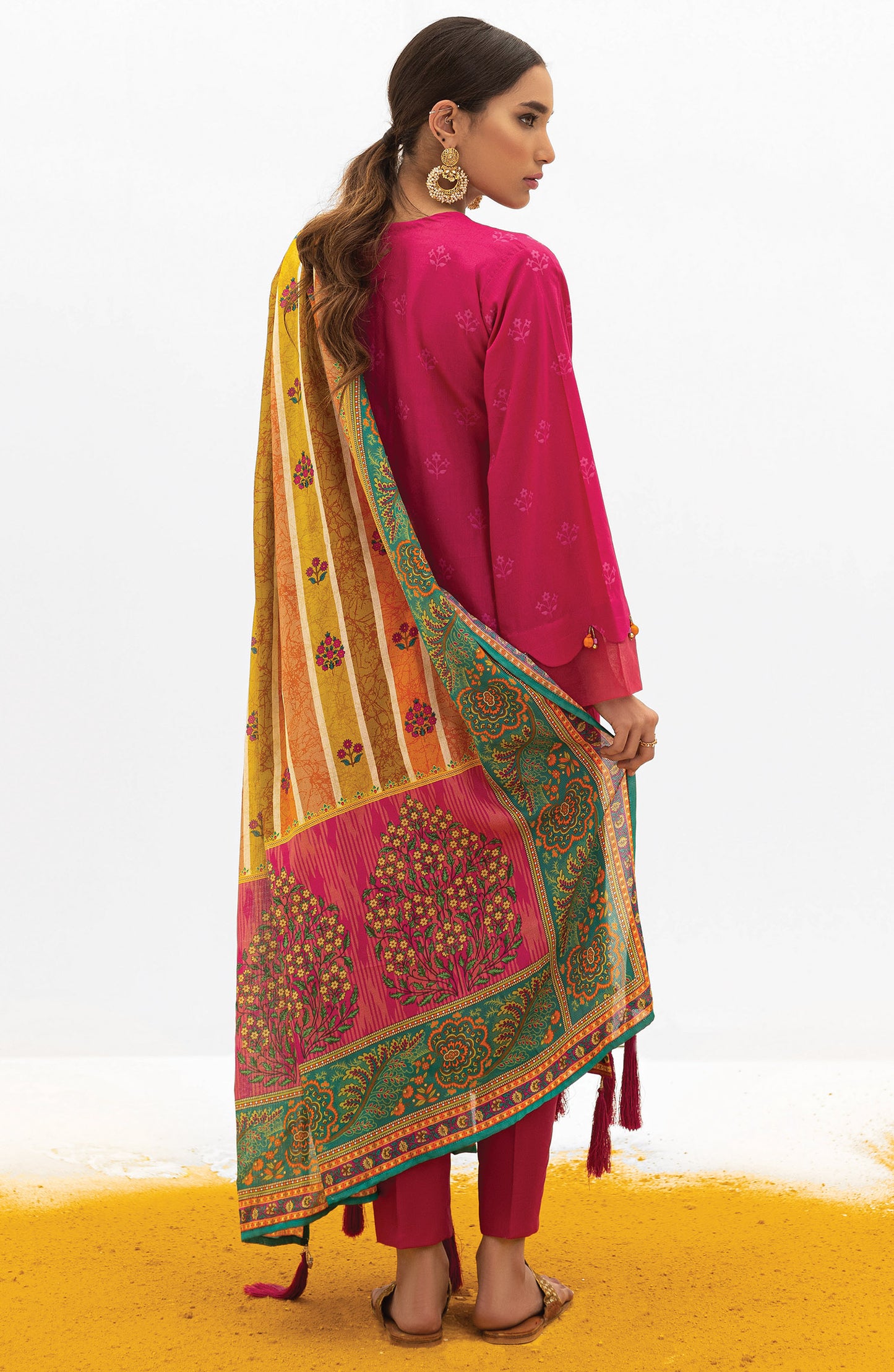 OTL-21-176/U PINK LAWN  UNSTITCHED SHIRT DUPATTA PANTS