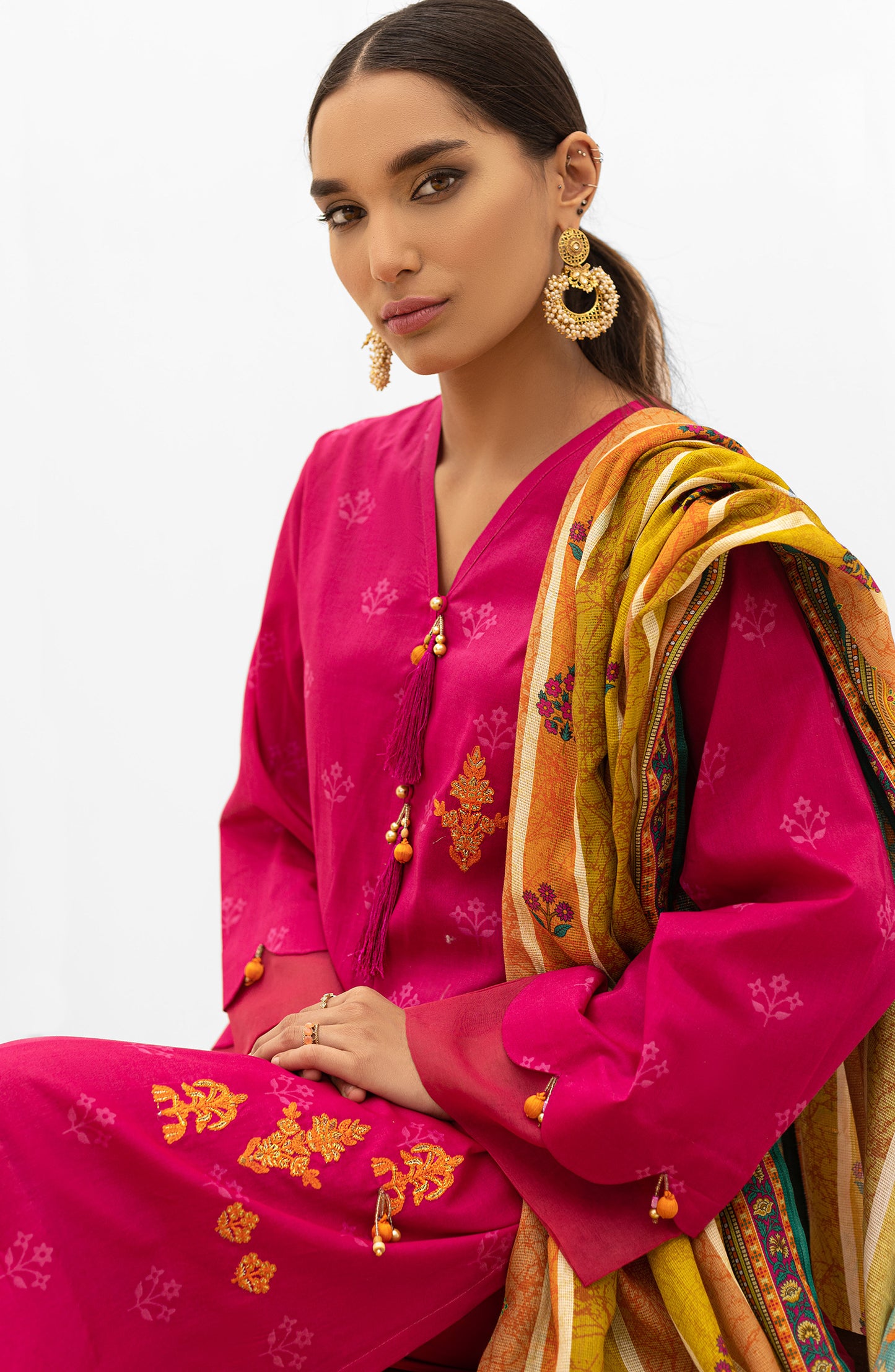 OTL-21-176/U PINK LAWN  UNSTITCHED SHIRT DUPATTA PANTS