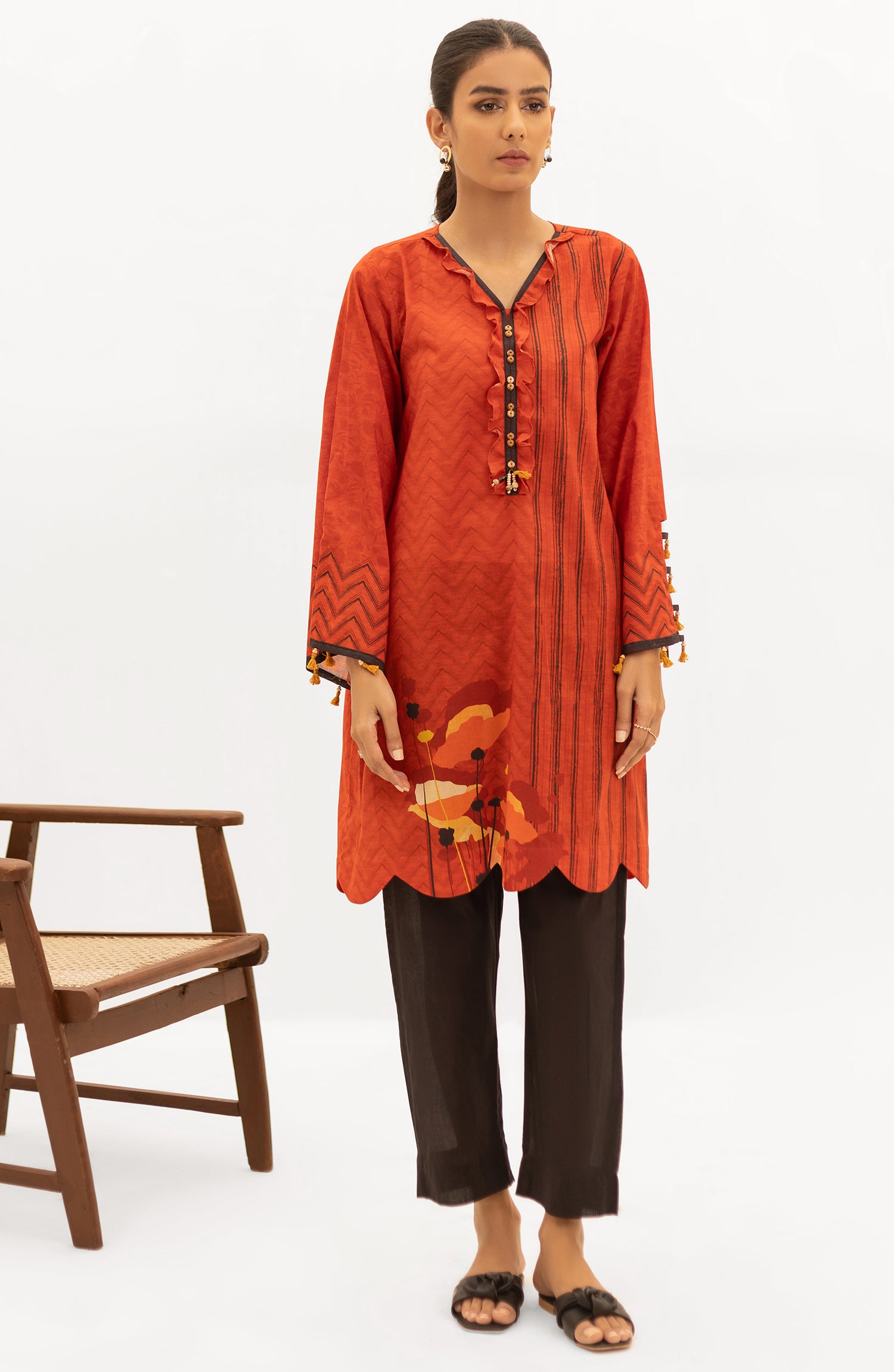 OTL-22-004/U RED LAWN  UNSTITCHED SHIRT DUPATTA PANTS