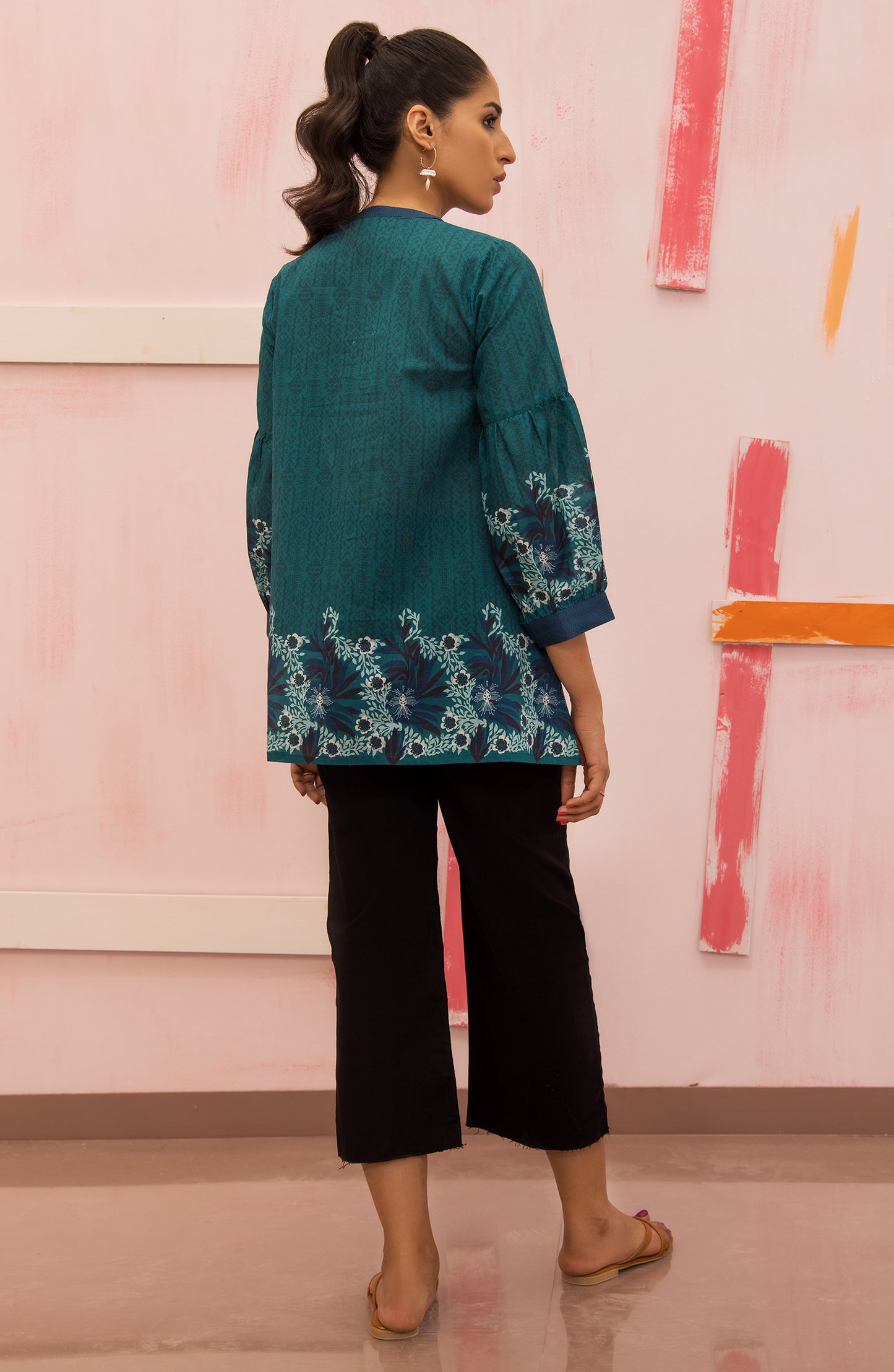 HCS-S-22-054/S TEAL LAWN SCSHIRT READY TO WEAR SHIRT