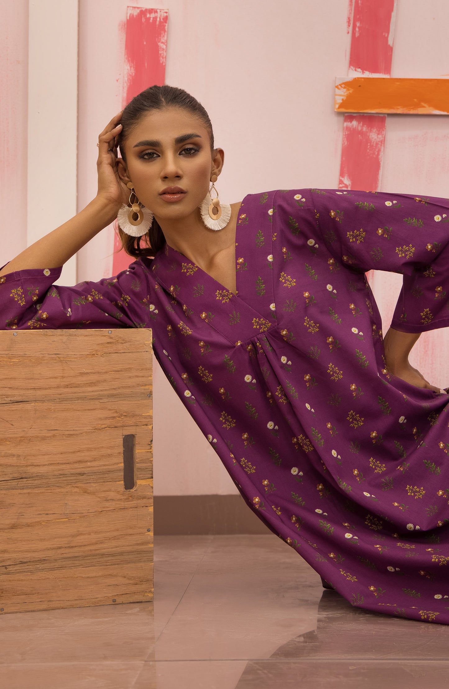 HCS-22-015/S MAGENTA LAWN SCSHIRT READY TO WEAR SHIRT