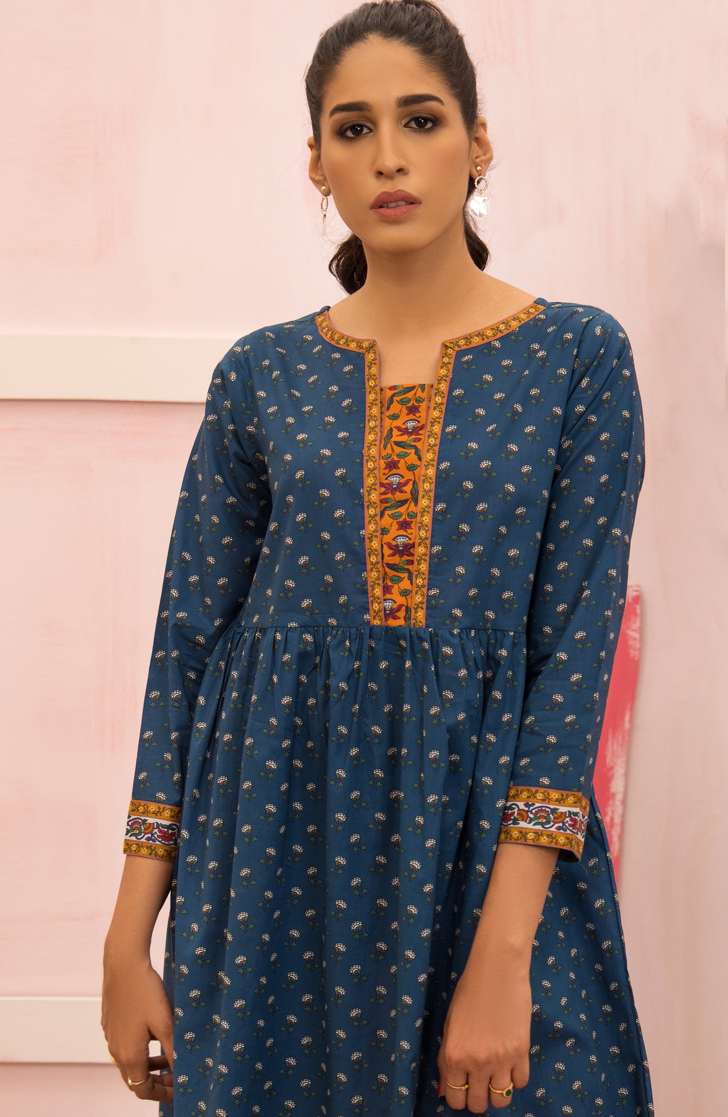 HCS-22-016/S NAVY BLUE LAWN SCSHIRT READY TO WEAR SHIRT