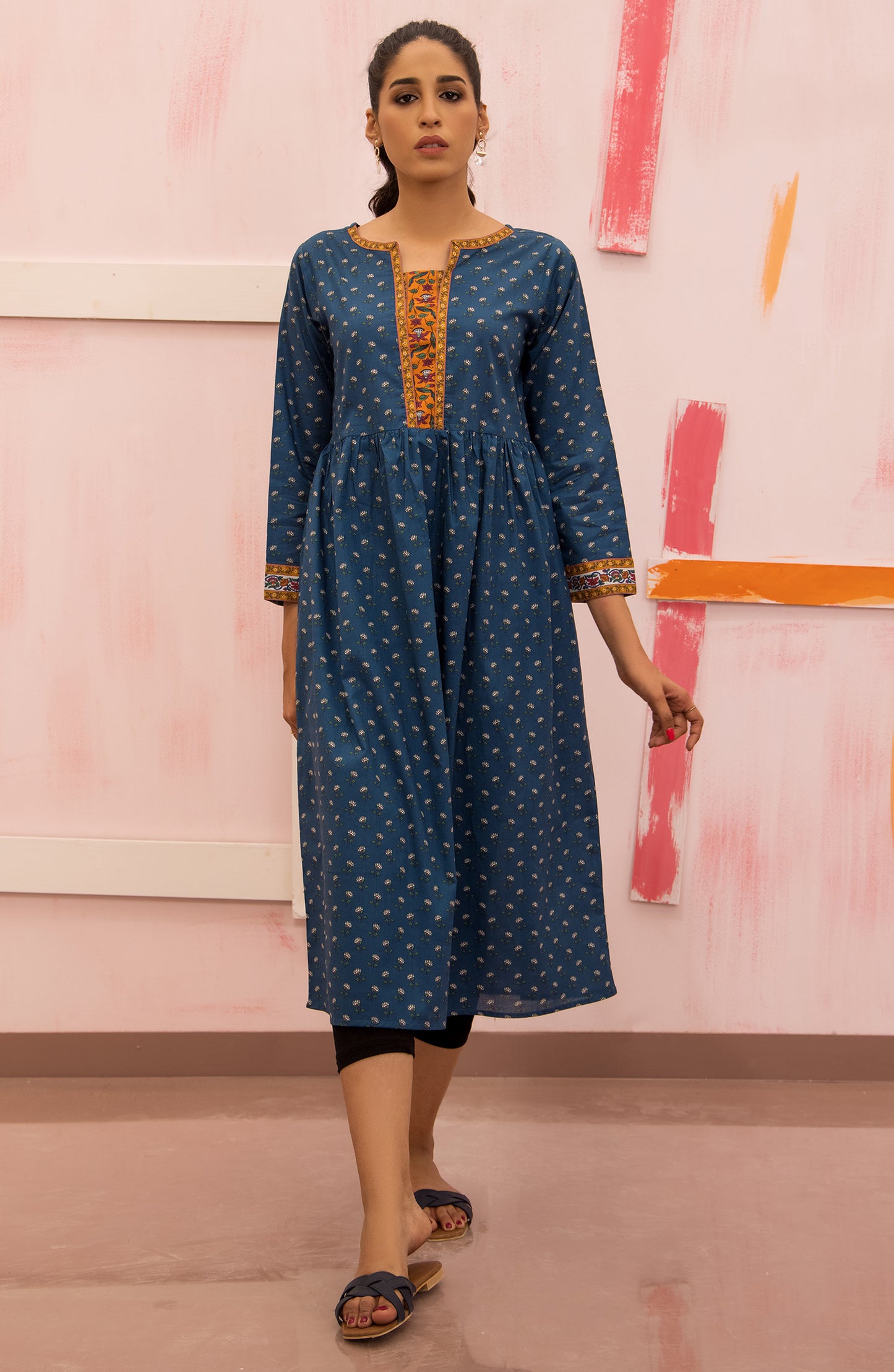 HCS-22-016/S NAVY BLUE LAWN SCSHIRT READY TO WEAR SHIRT