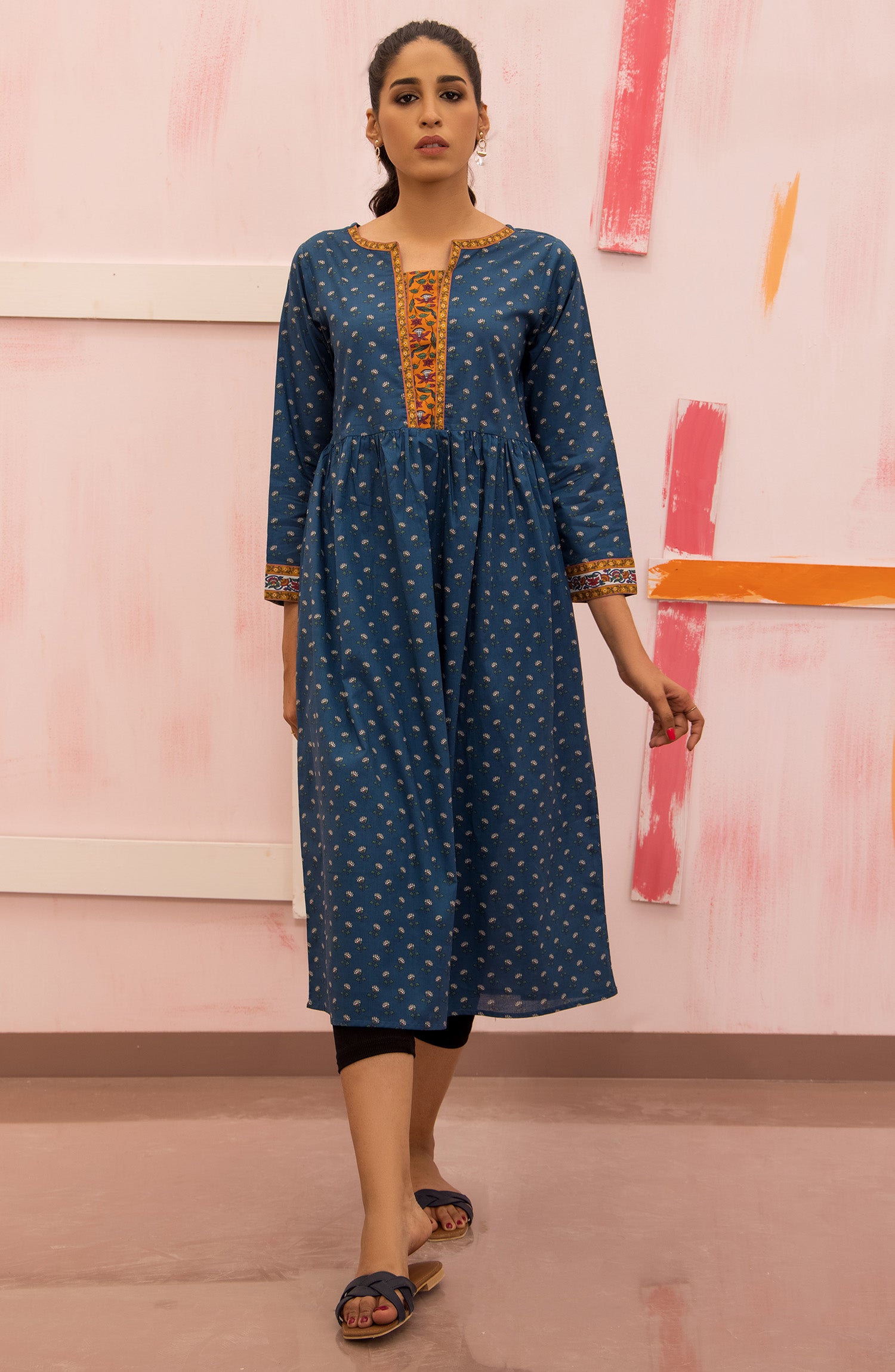 HCS-22-016/S NAVY BLUE LAWN SCSHIRT READY TO WEAR SHIRT