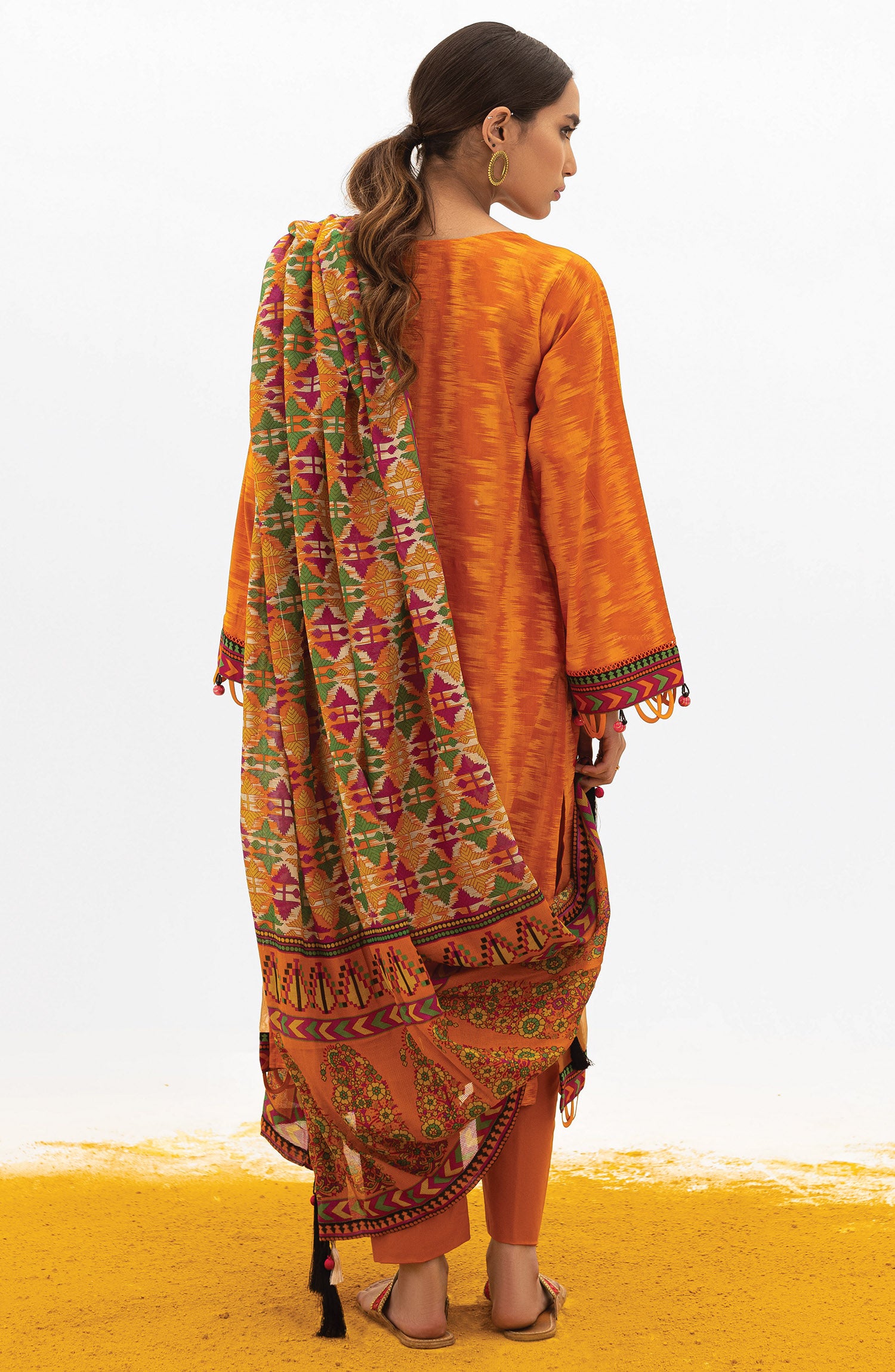 OTL-21-174/U ORANGE LAWN  UNSTITCHED SHIRT DUPATTA PANTS