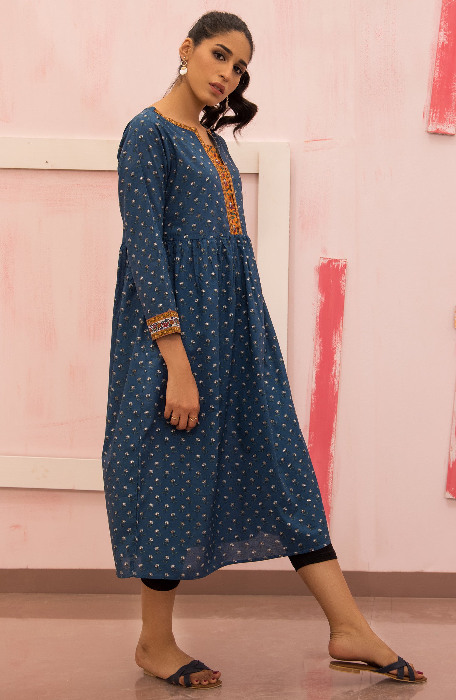 HCS-22-016/S NAVY BLUE LAWN SCSHIRT READY TO WEAR SHIRT