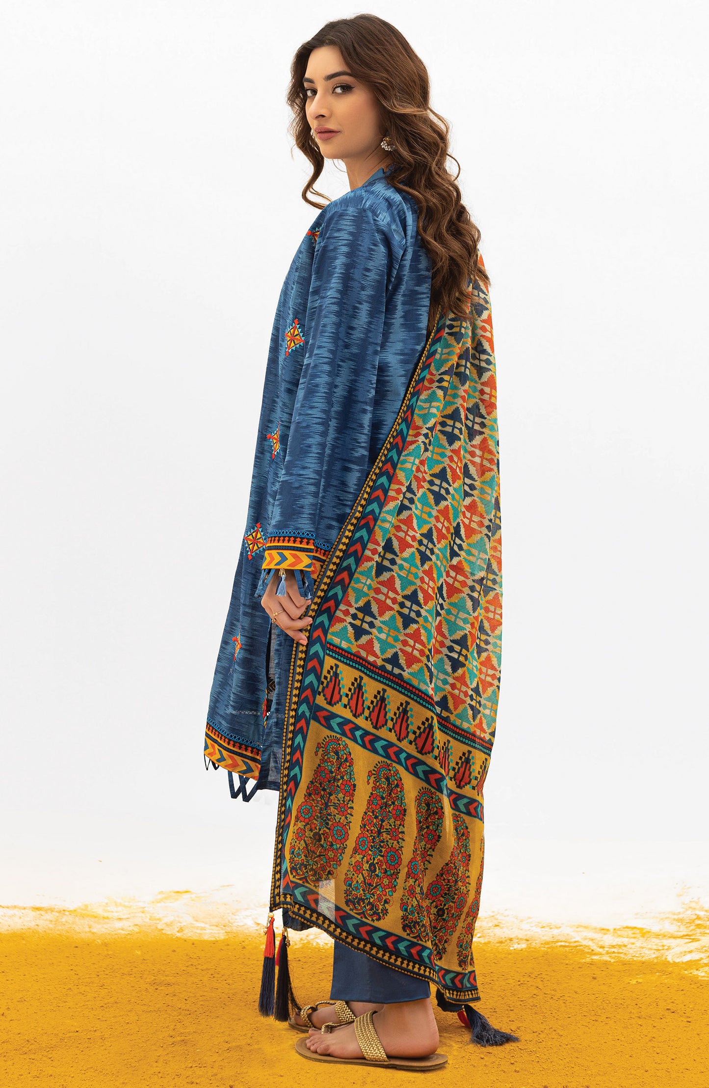 OTL-21-174/U BLUE LAWN  UNSTITCHED SHIRT DUPATTA PANTS