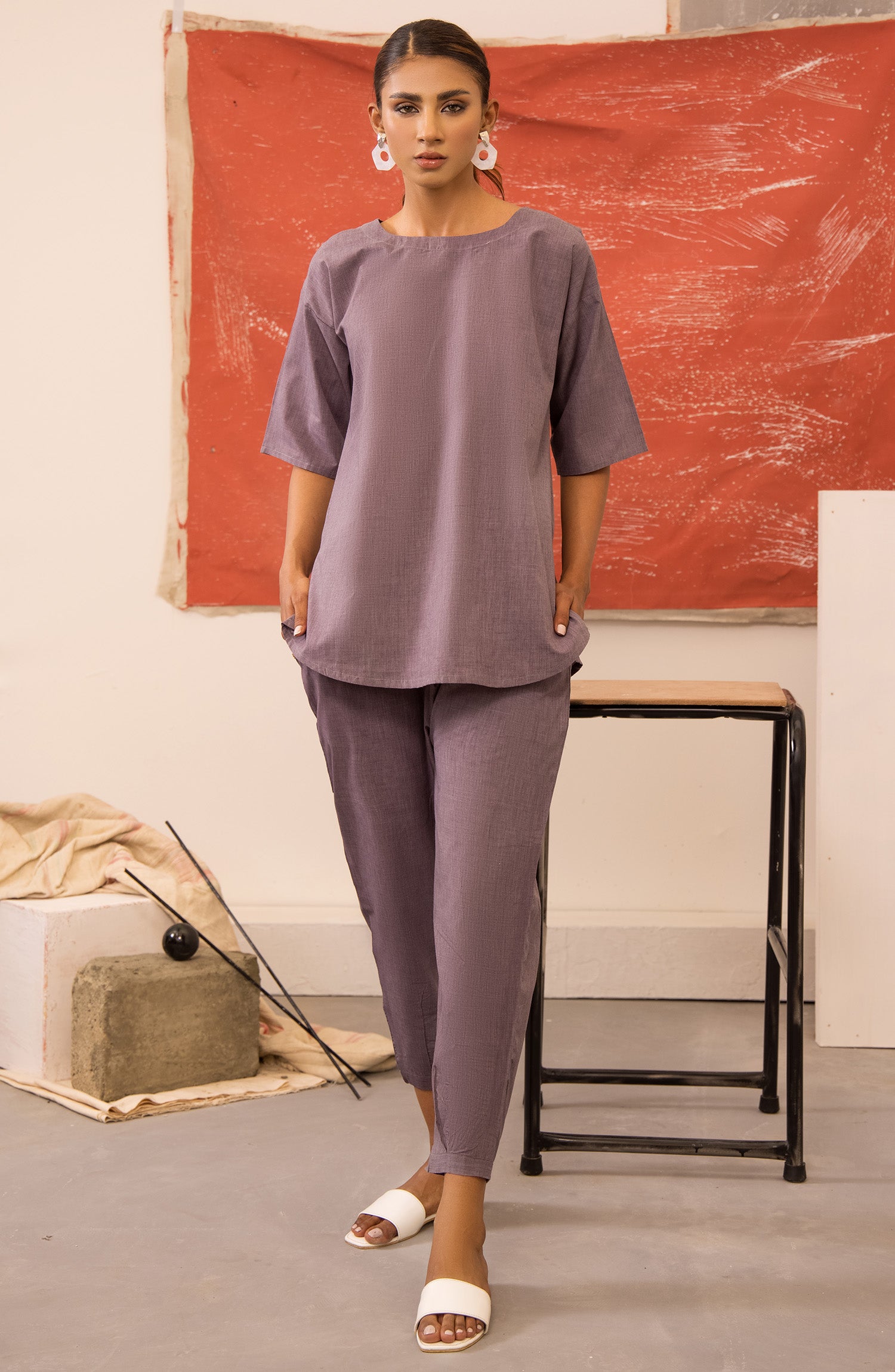NRS-013/S L.GREY COTTON  READY TO WEAR SHIRT PANTS