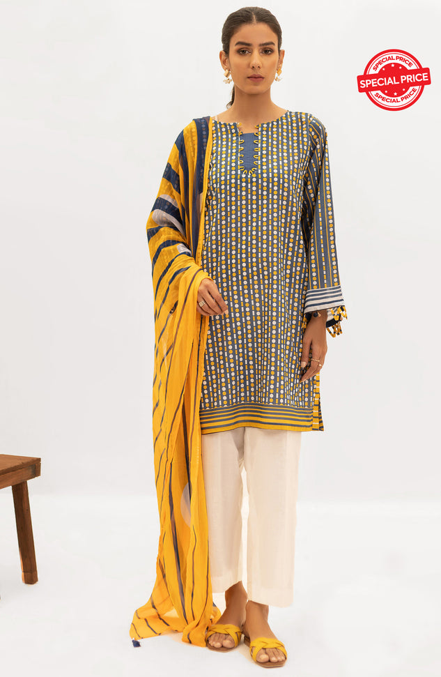 NRDS-22-017/U BLUE LAWN  UNSTITCHED SHIRT DUPATTA