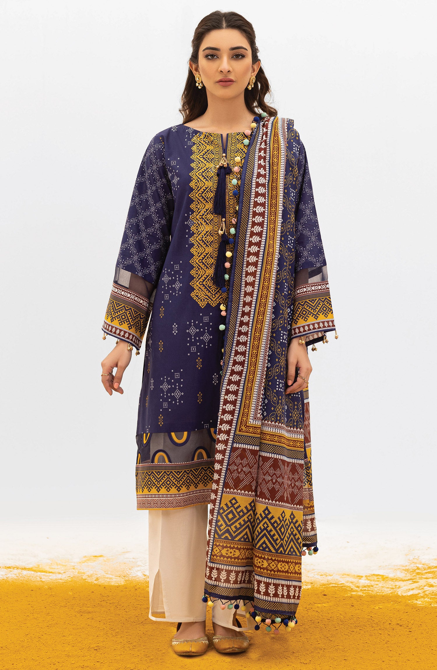 OTL-22-004/U RED LAWN  UNSTITCHED SHIRT DUPATTA PANTS