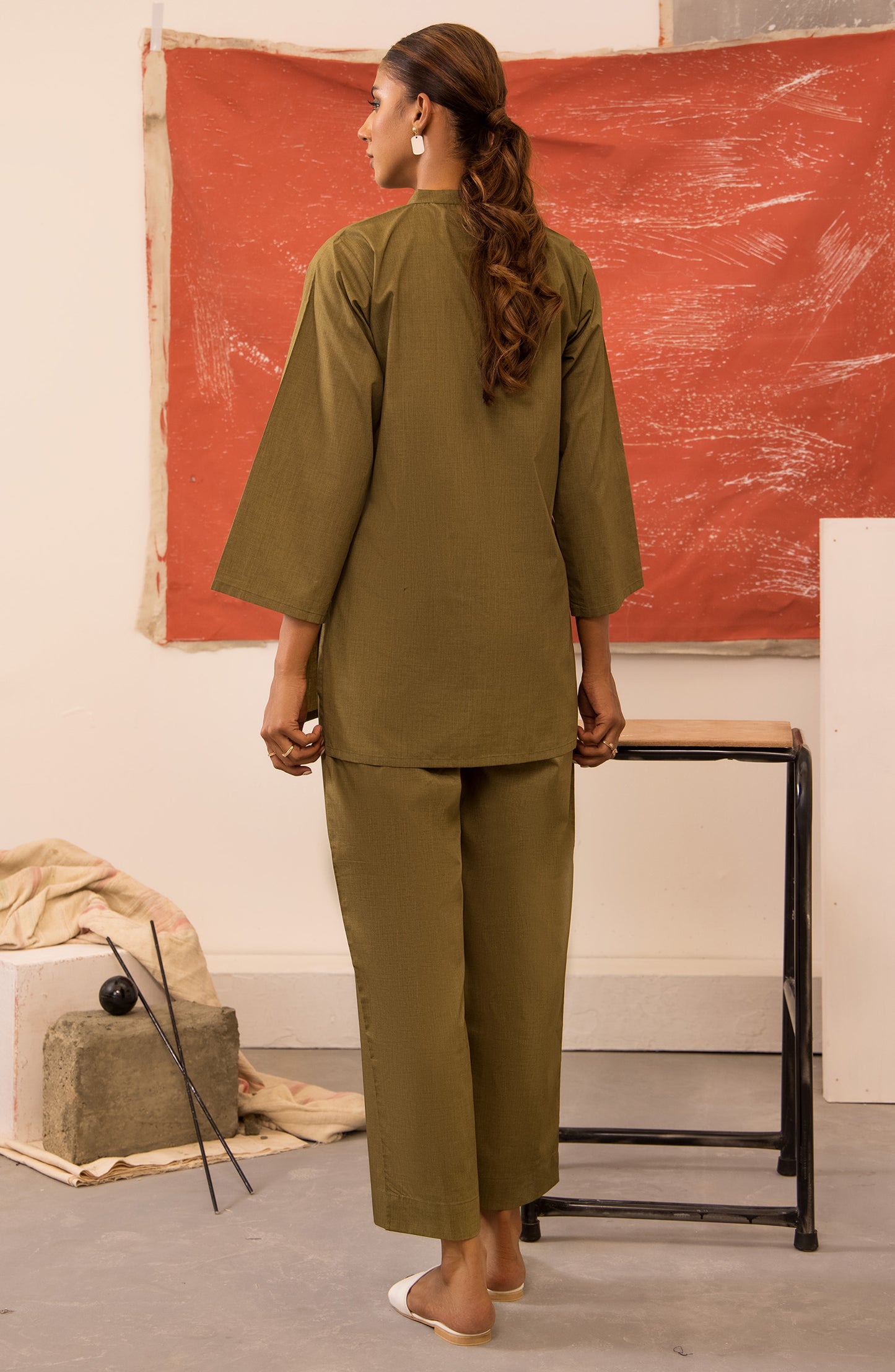 NRS-011/S GREEN COTTON  READY TO WEAR SHIRT PANTS