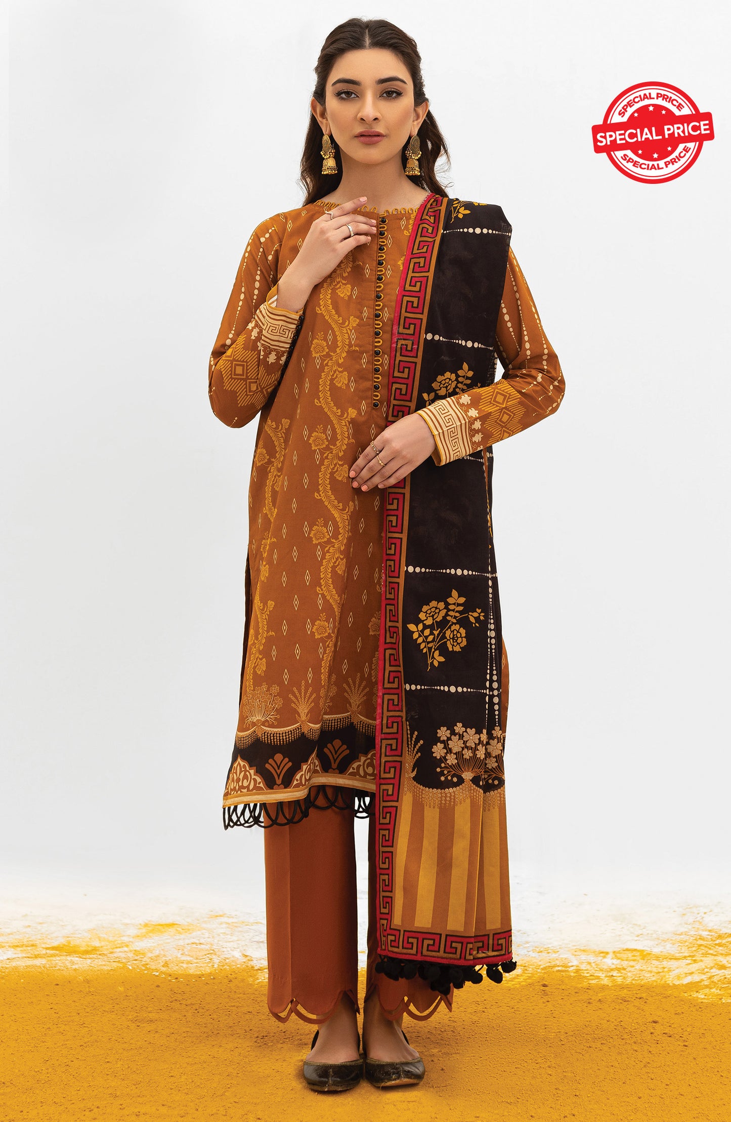 OTL-22-004/U RED LAWN  UNSTITCHED SHIRT DUPATTA PANTS