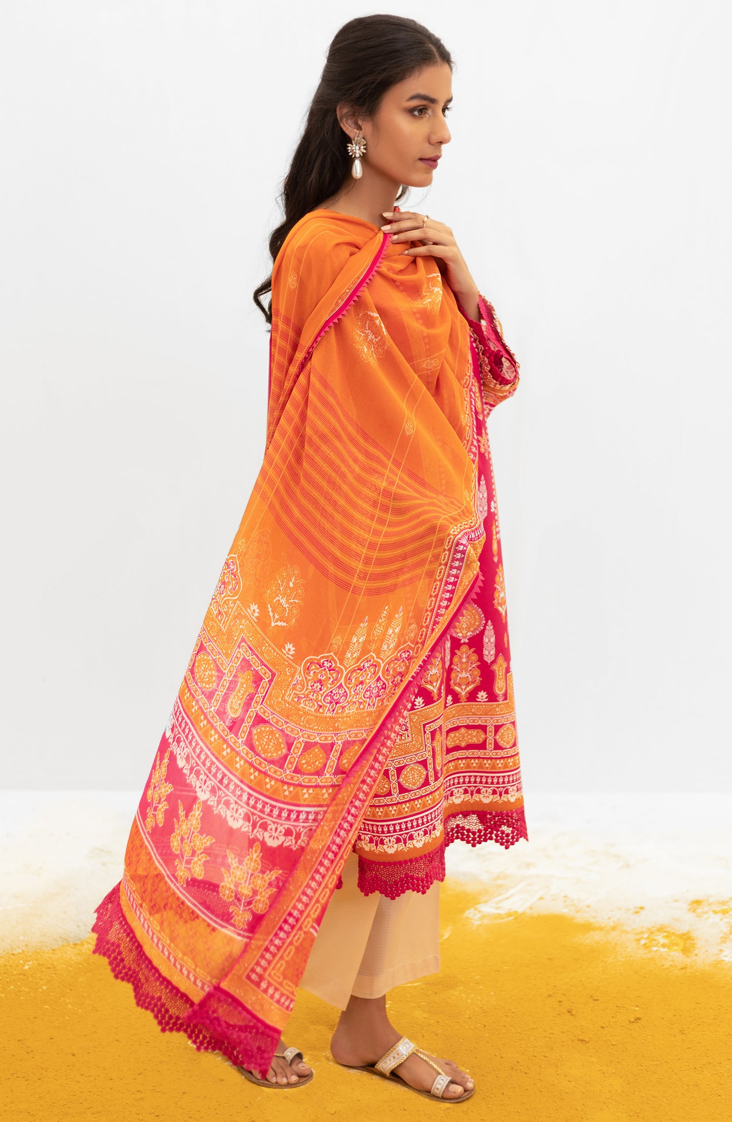 NRDS-21-412/U PINK LAWN  UNSTITCHED SHIRT DUPATTA