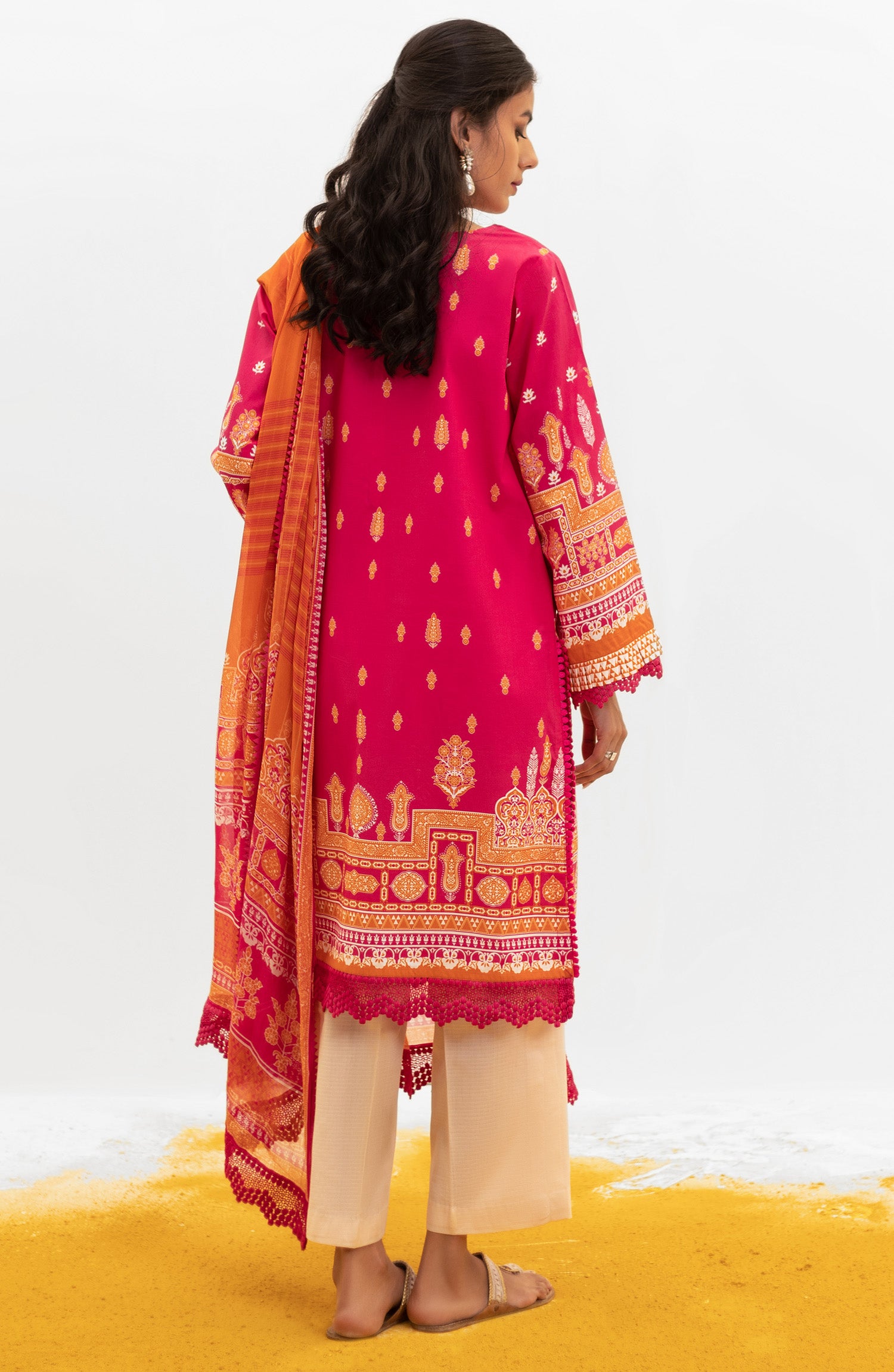NRDS-21-412/U PINK LAWN  UNSTITCHED SHIRT DUPATTA