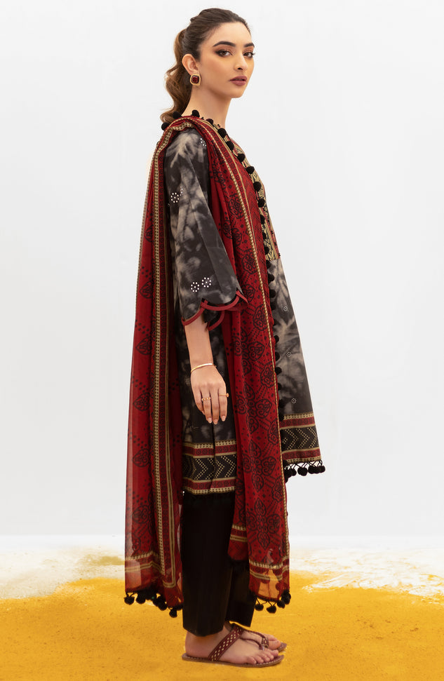 NRDS-21-096/U BLACK LAWN  UNSTITCHED SHIRT DUPATTA