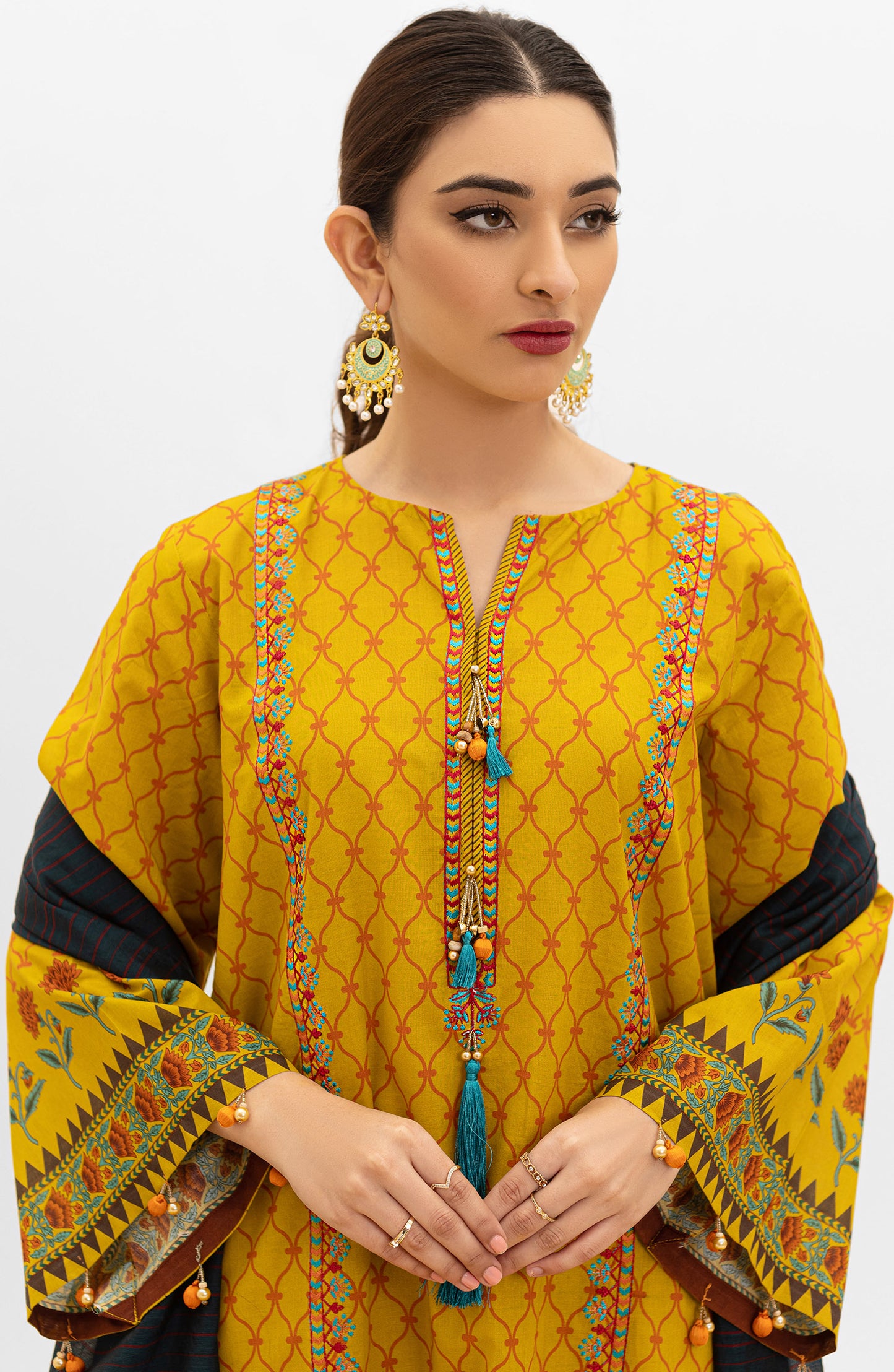 OTL-22-004/U RED LAWN  UNSTITCHED SHIRT DUPATTA PANTS