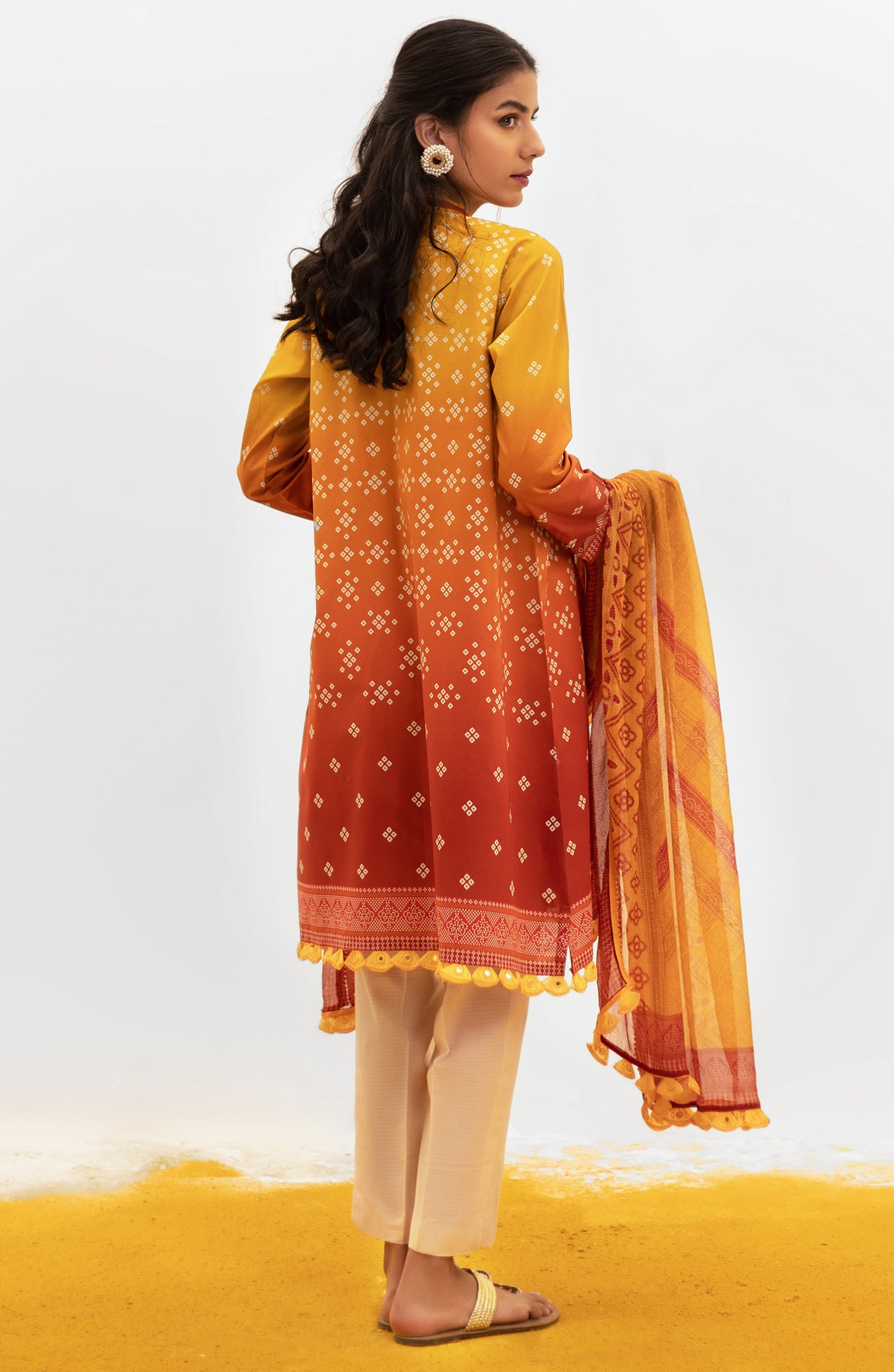 NRDS-21-091/U ORANGE LAWN  UNSTITCHED SHIRT DUPATTA