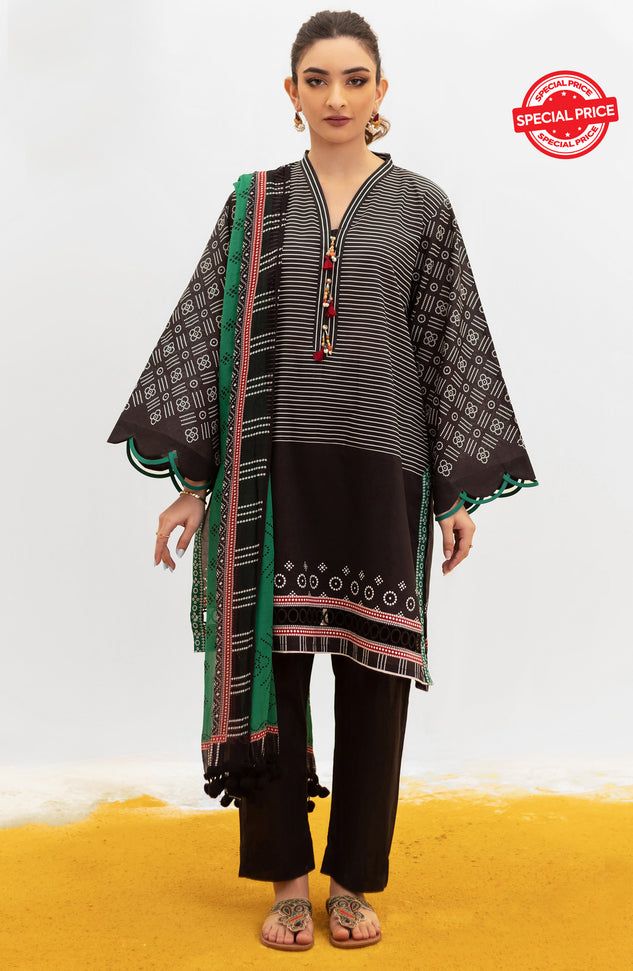 NRDS-21-095/U BLACK LAWN  UNSTITCHED SHIRT DUPATTA