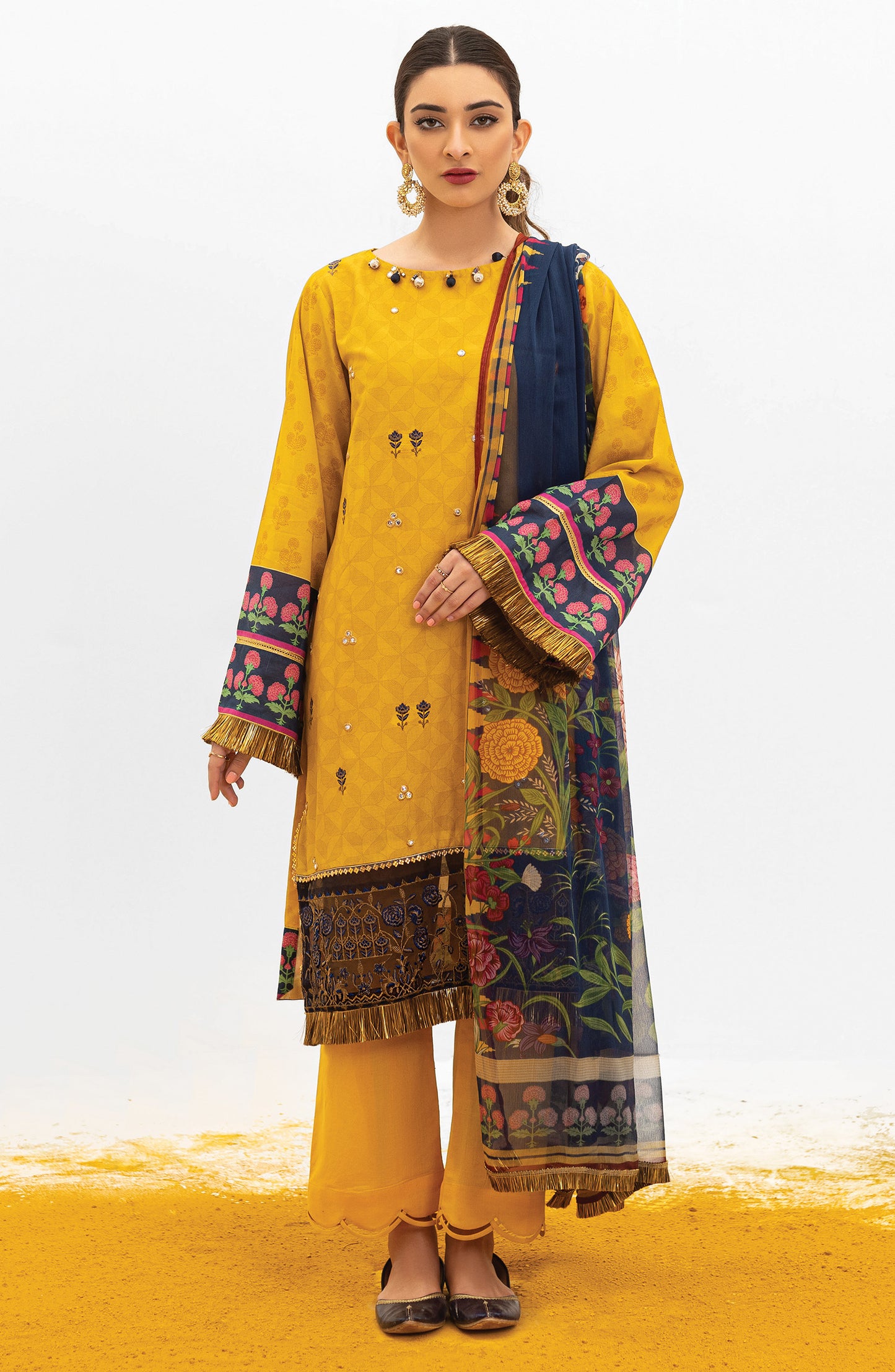 OTL-22-004/U RED LAWN  UNSTITCHED SHIRT DUPATTA PANTS