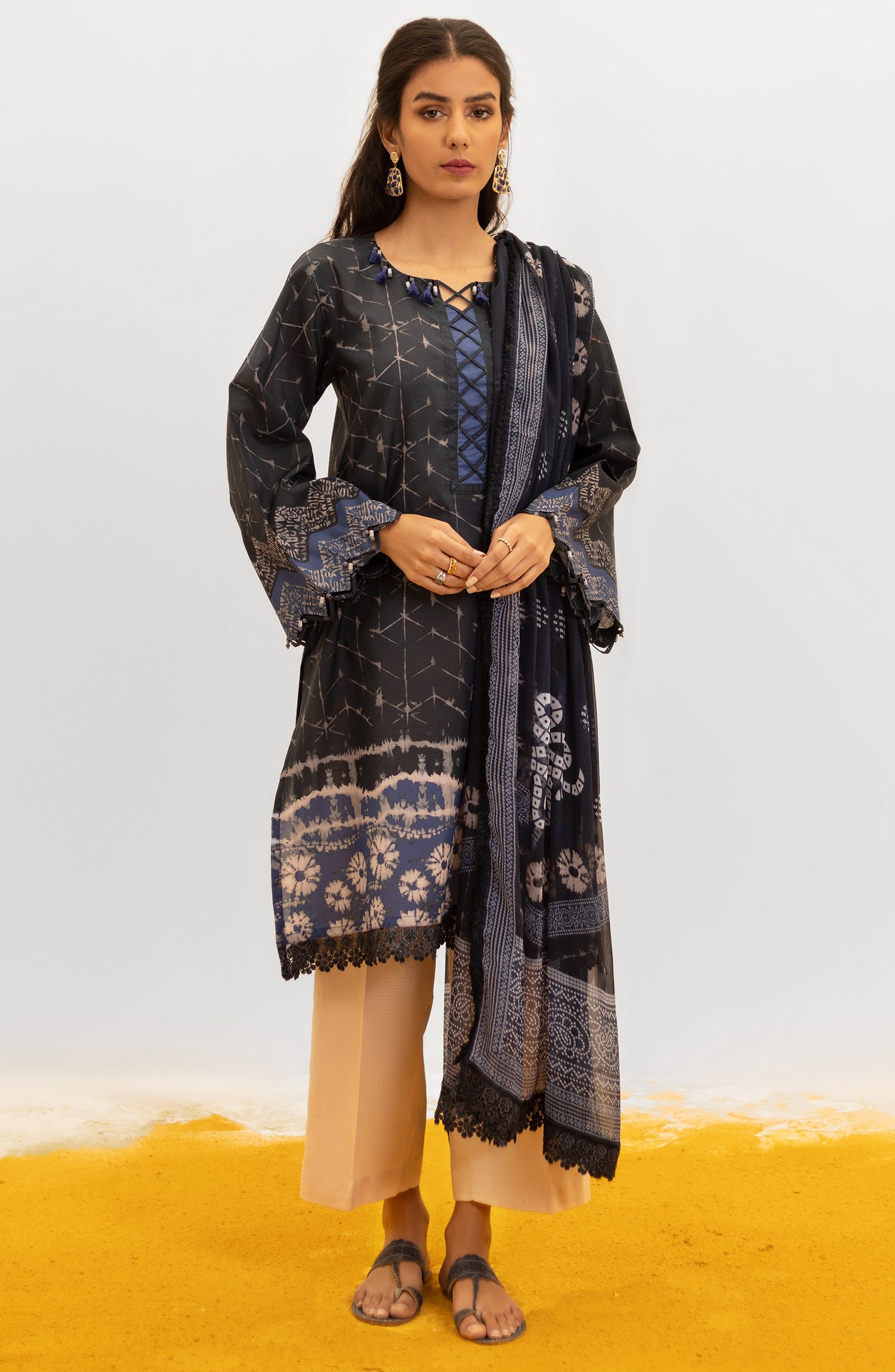 NRDS-21-093/U BLUE LAWN  UNSTITCHED SHIRT DUPATTA