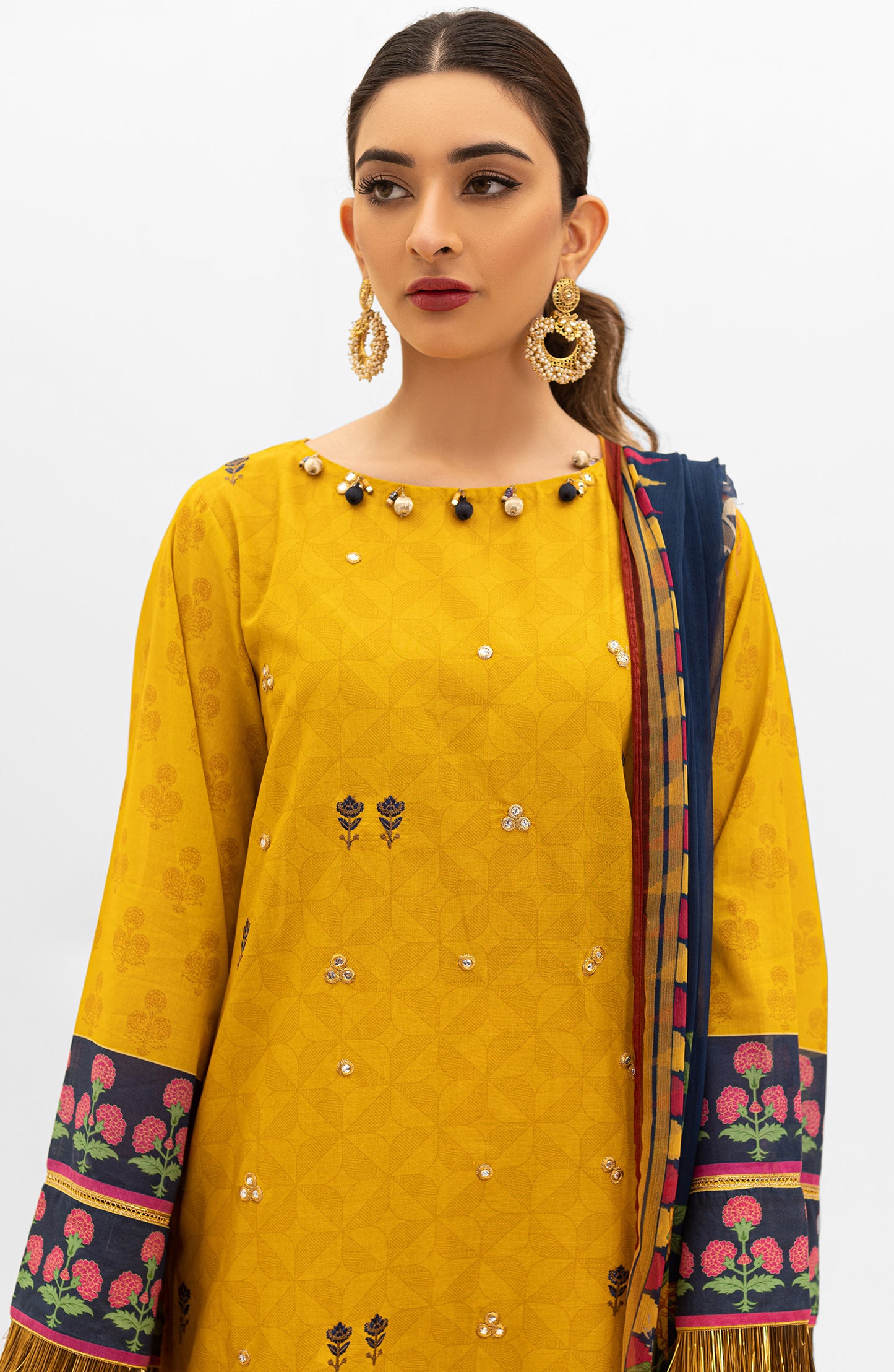 OTL-22-004/U RED LAWN  UNSTITCHED SHIRT DUPATTA PANTS