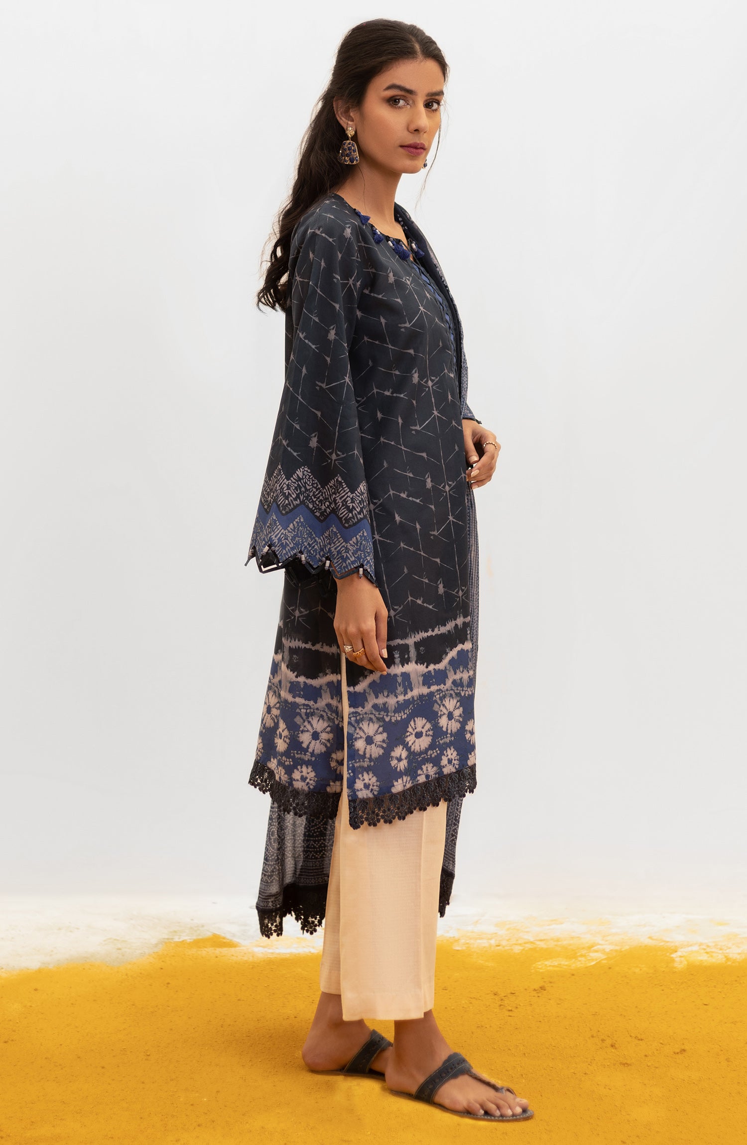 NRDS-21-093/U BLUE LAWN  UNSTITCHED SHIRT DUPATTA