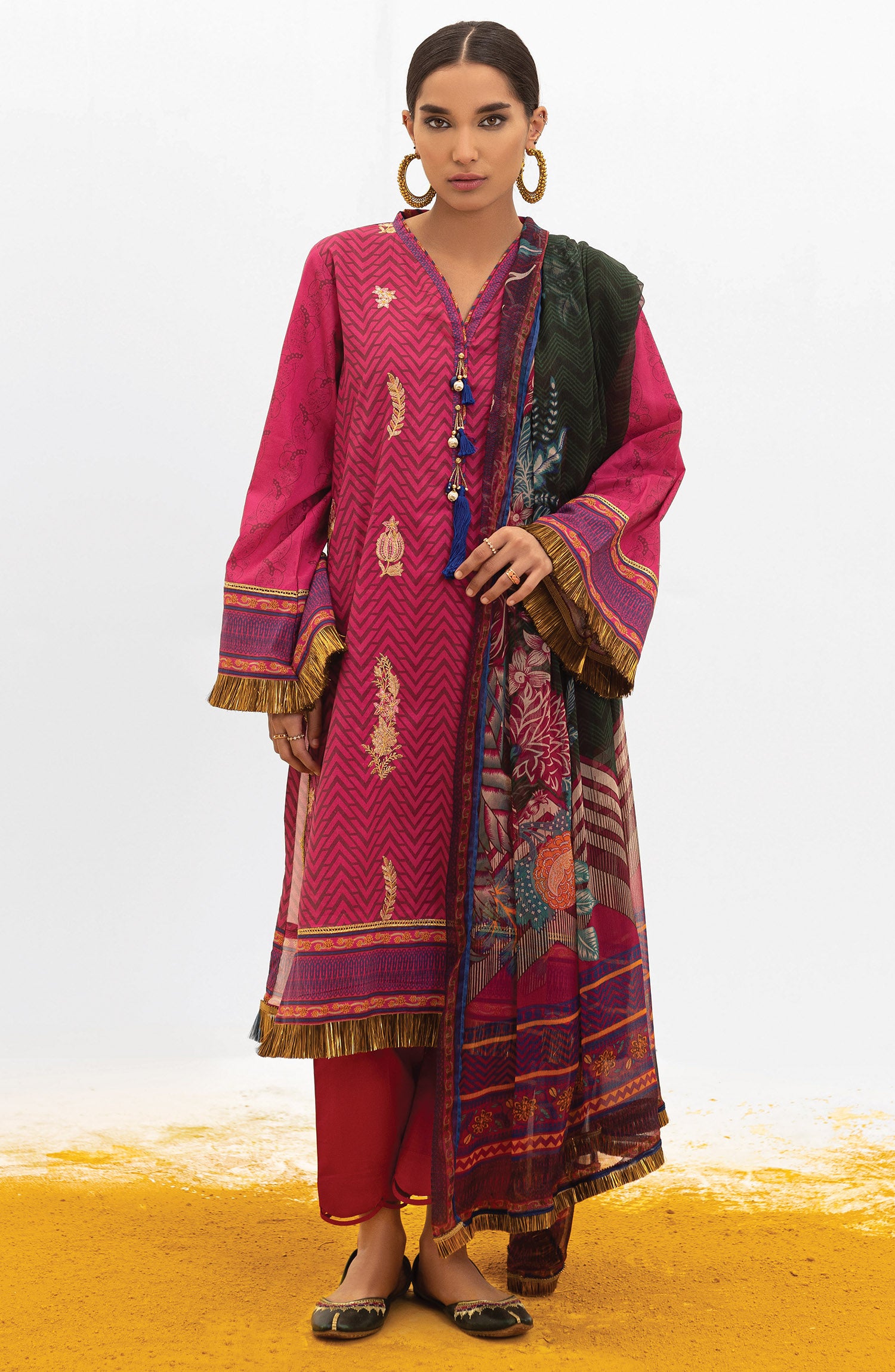 OTL-22-003/U PINK LAWN  UNSTITCHED SHIRT DUPATTA PANTS