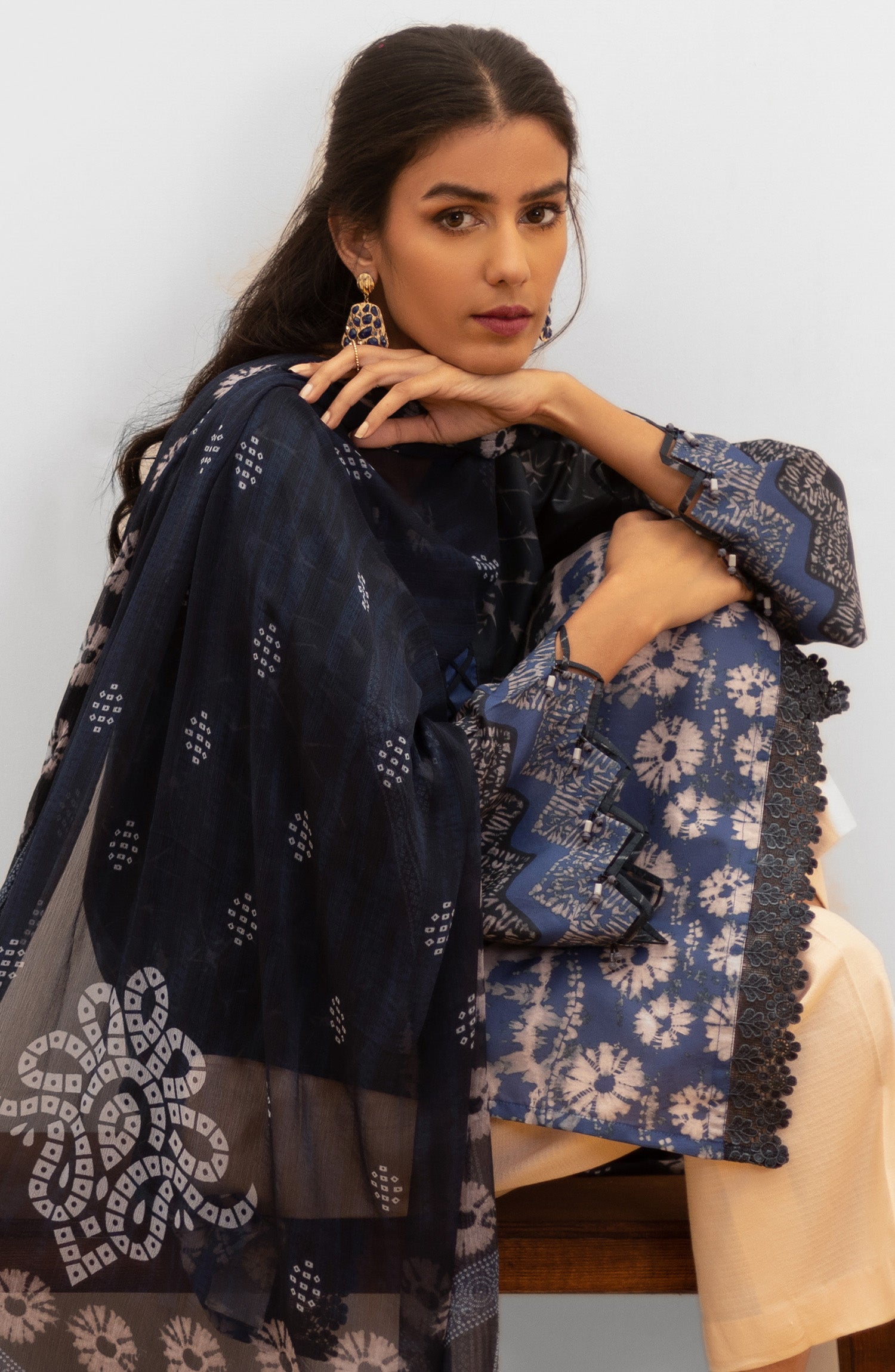 NRDS-21-093/U BLUE LAWN  UNSTITCHED SHIRT DUPATTA
