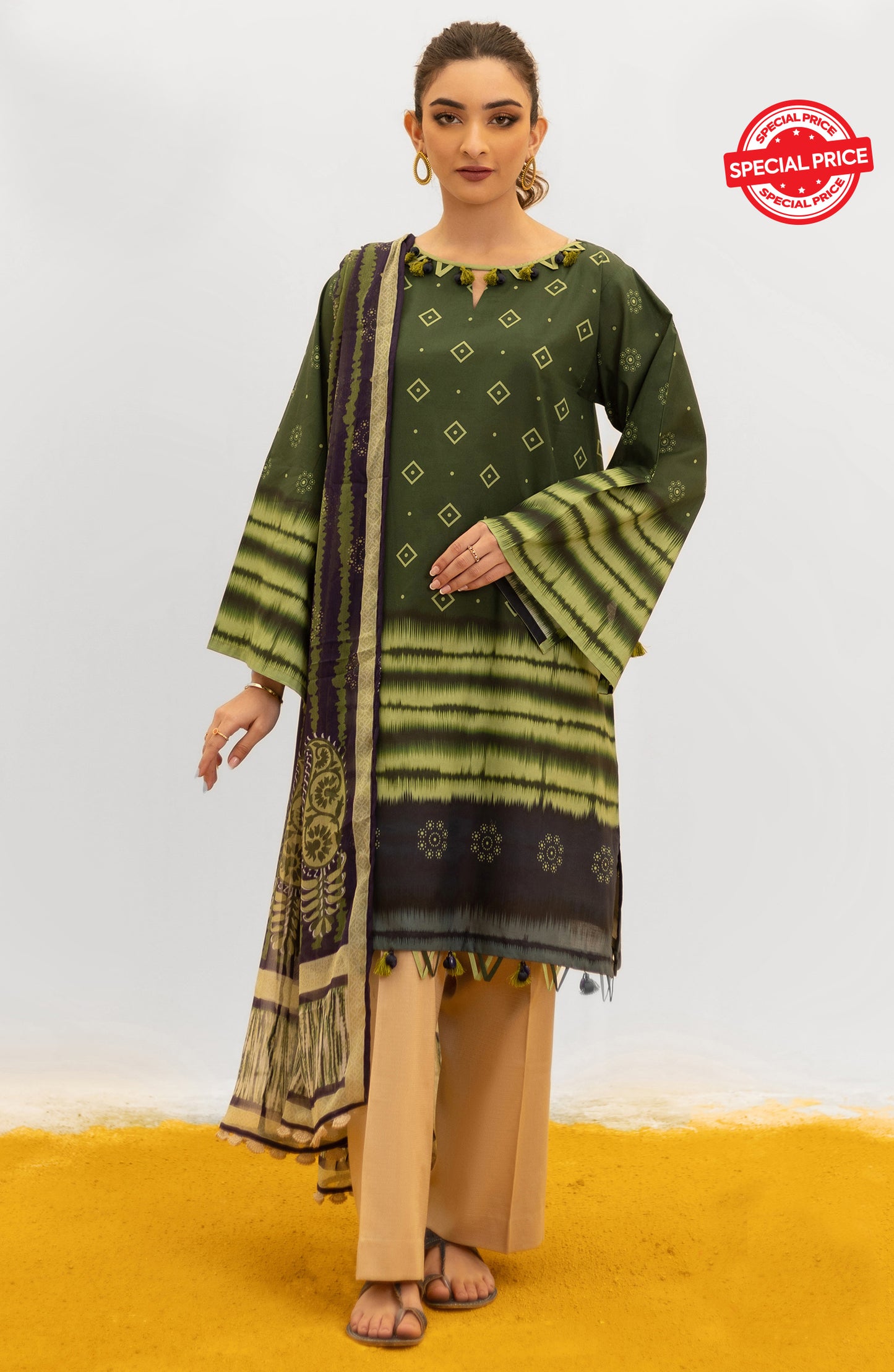 NRDS-21-092/U GREEN LAWN  UNSTITCHED SHIRT DUPATTA