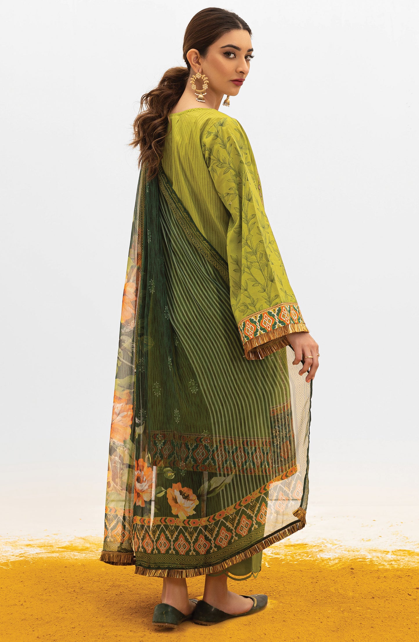 OTL-22-004/U RED LAWN  UNSTITCHED SHIRT DUPATTA PANTS