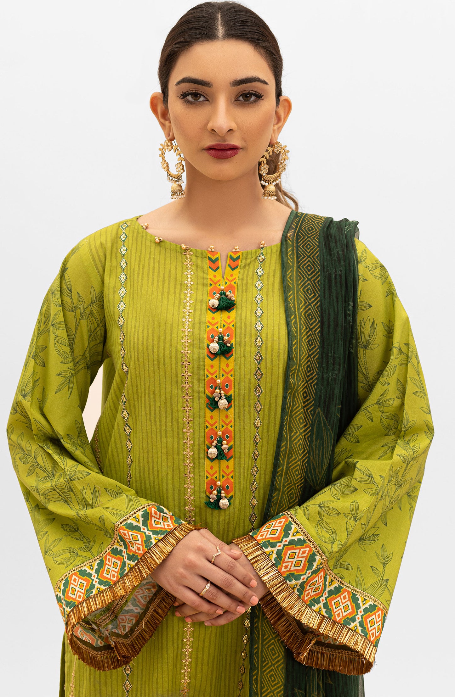 OTL-22-004/U RED LAWN  UNSTITCHED SHIRT DUPATTA PANTS